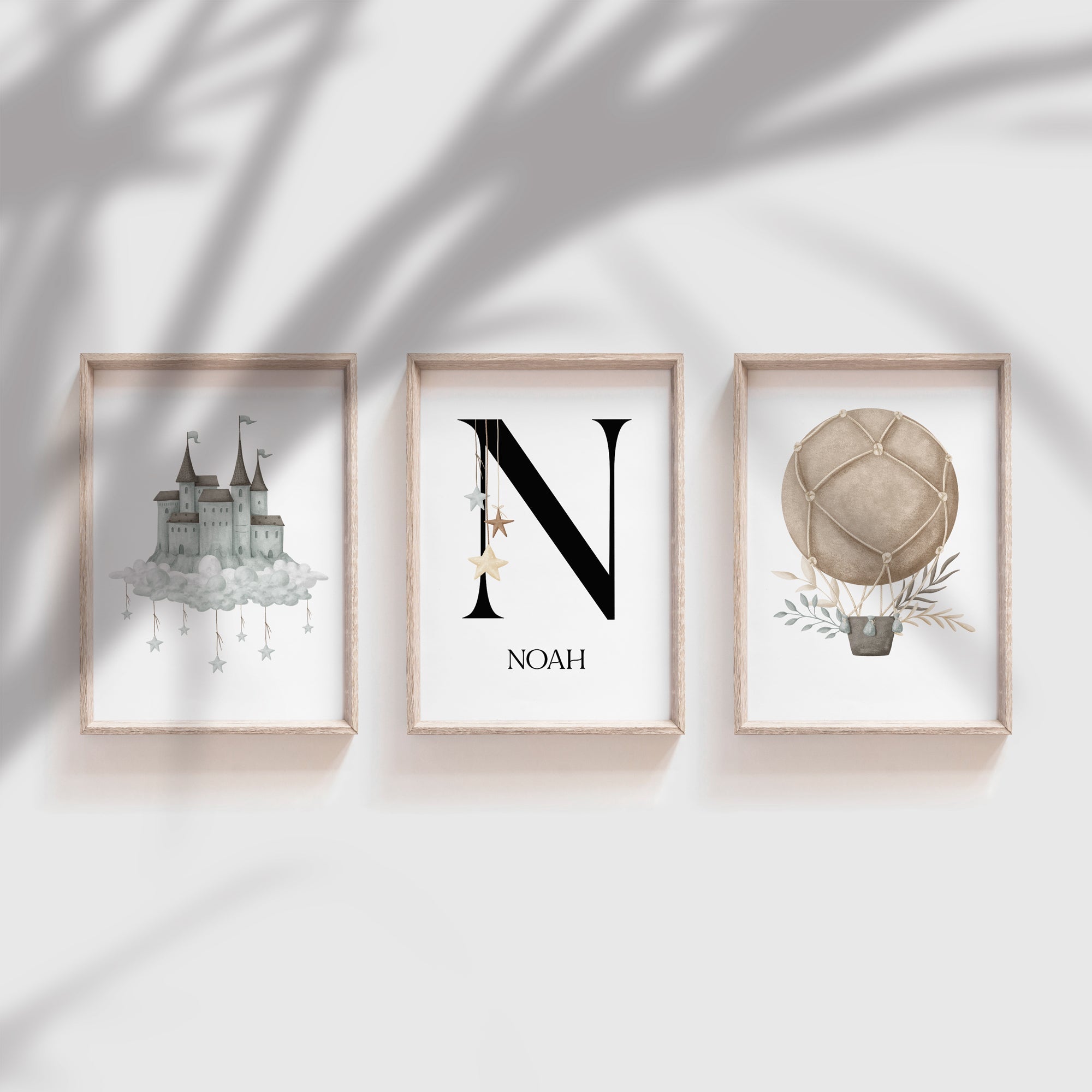 Castle, Hot Air Balloon & Name Print
