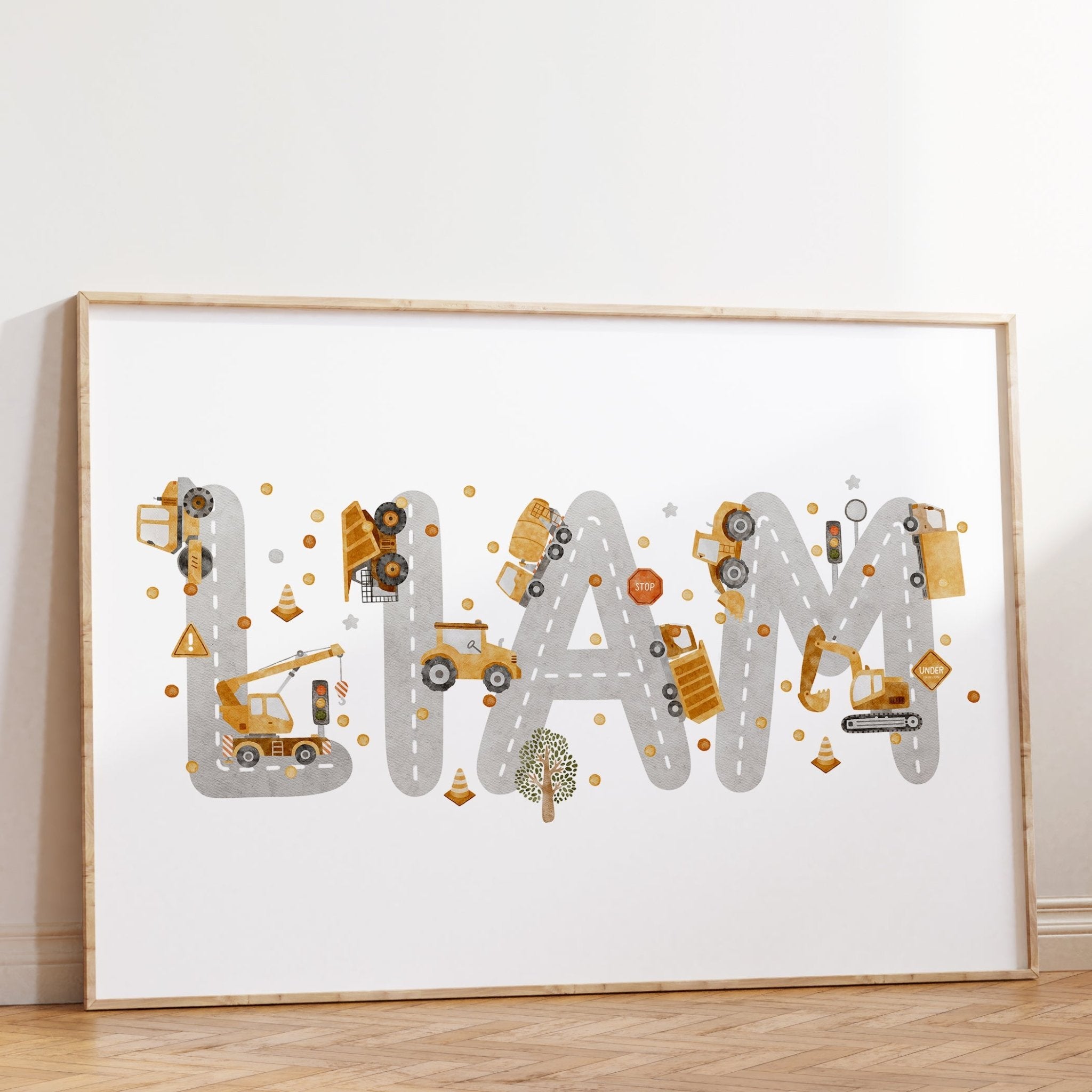 Construction Vehicle Name Print