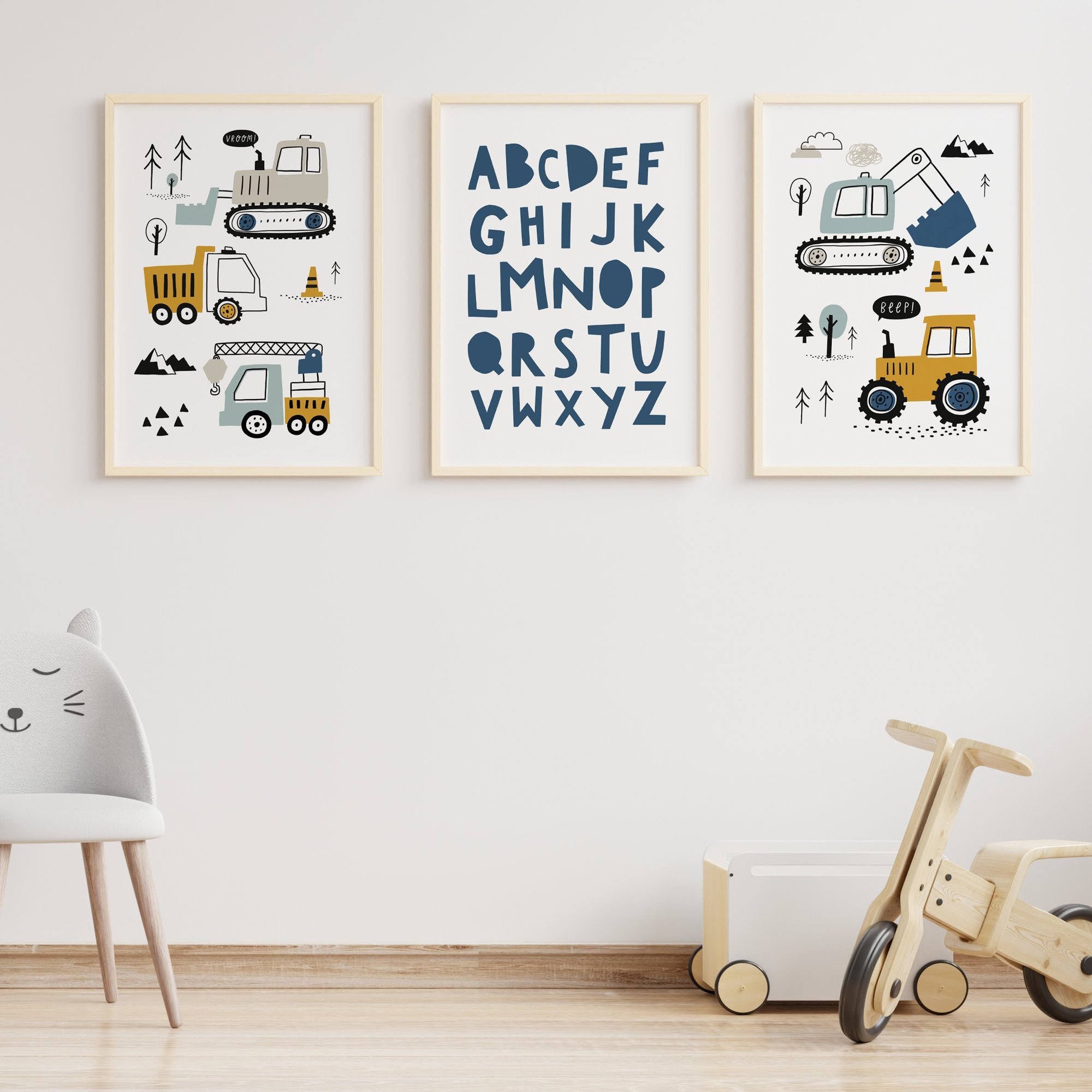Construction Vehicles & Alphabet Prints