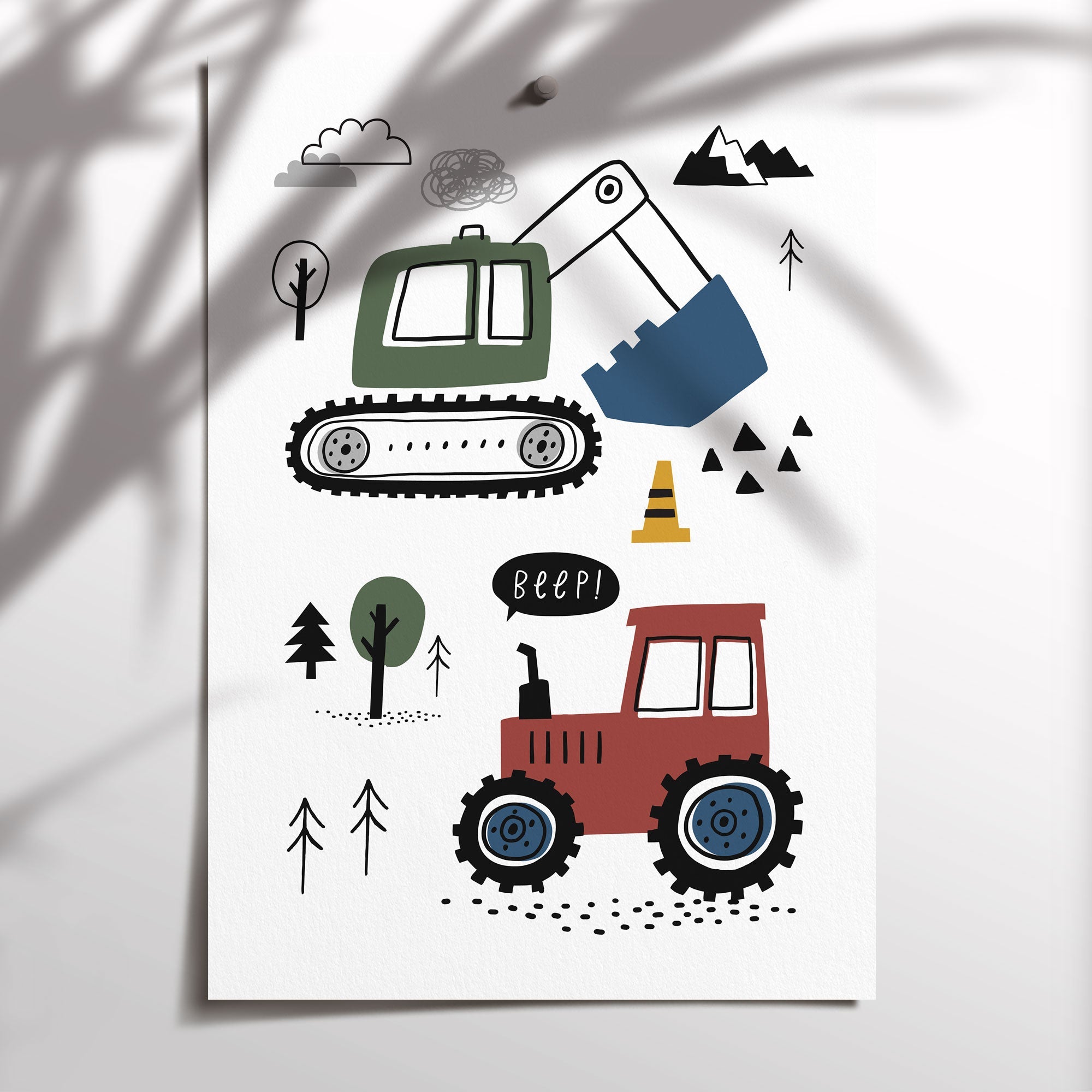 Construction Vehicles Print