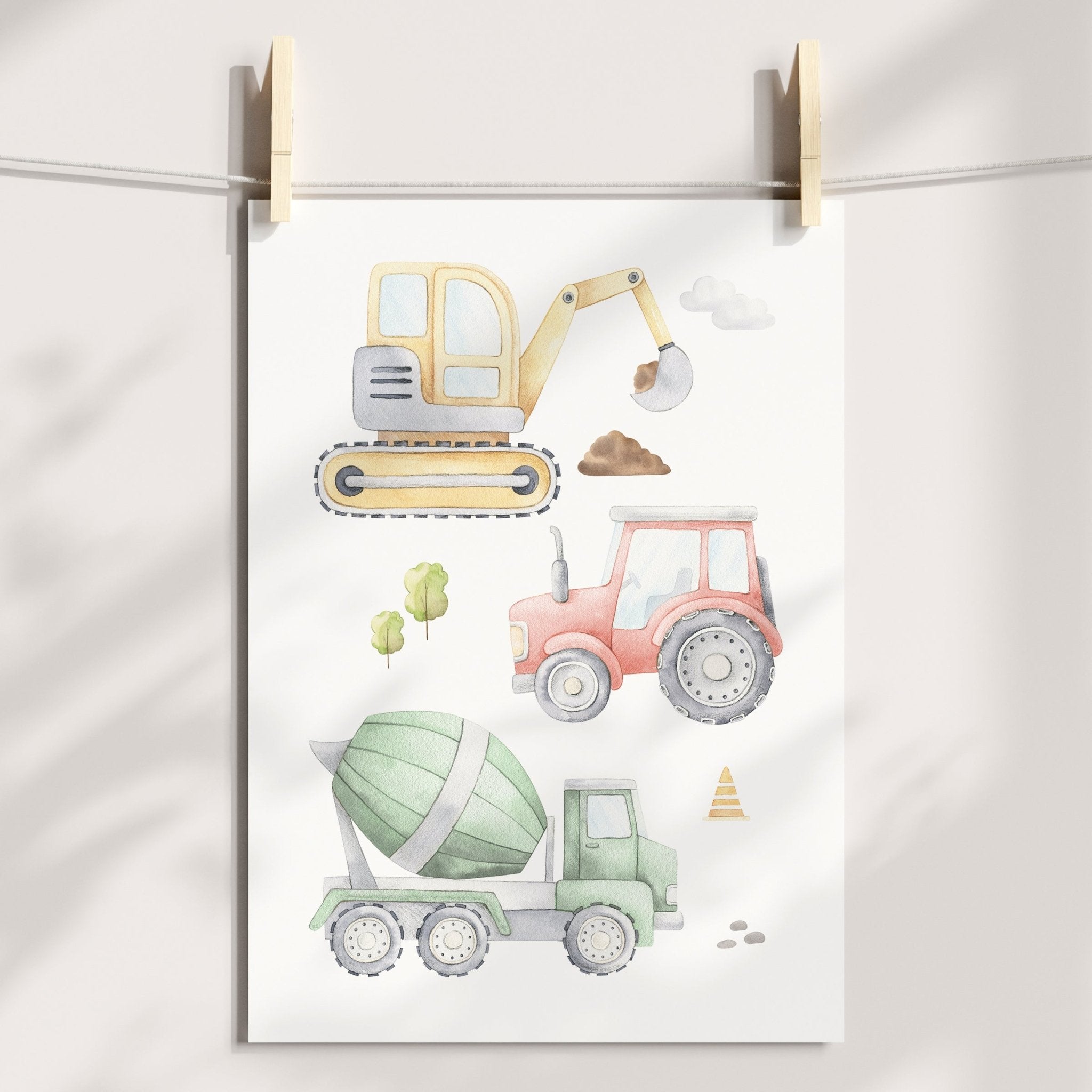 Construction Vehicles Print