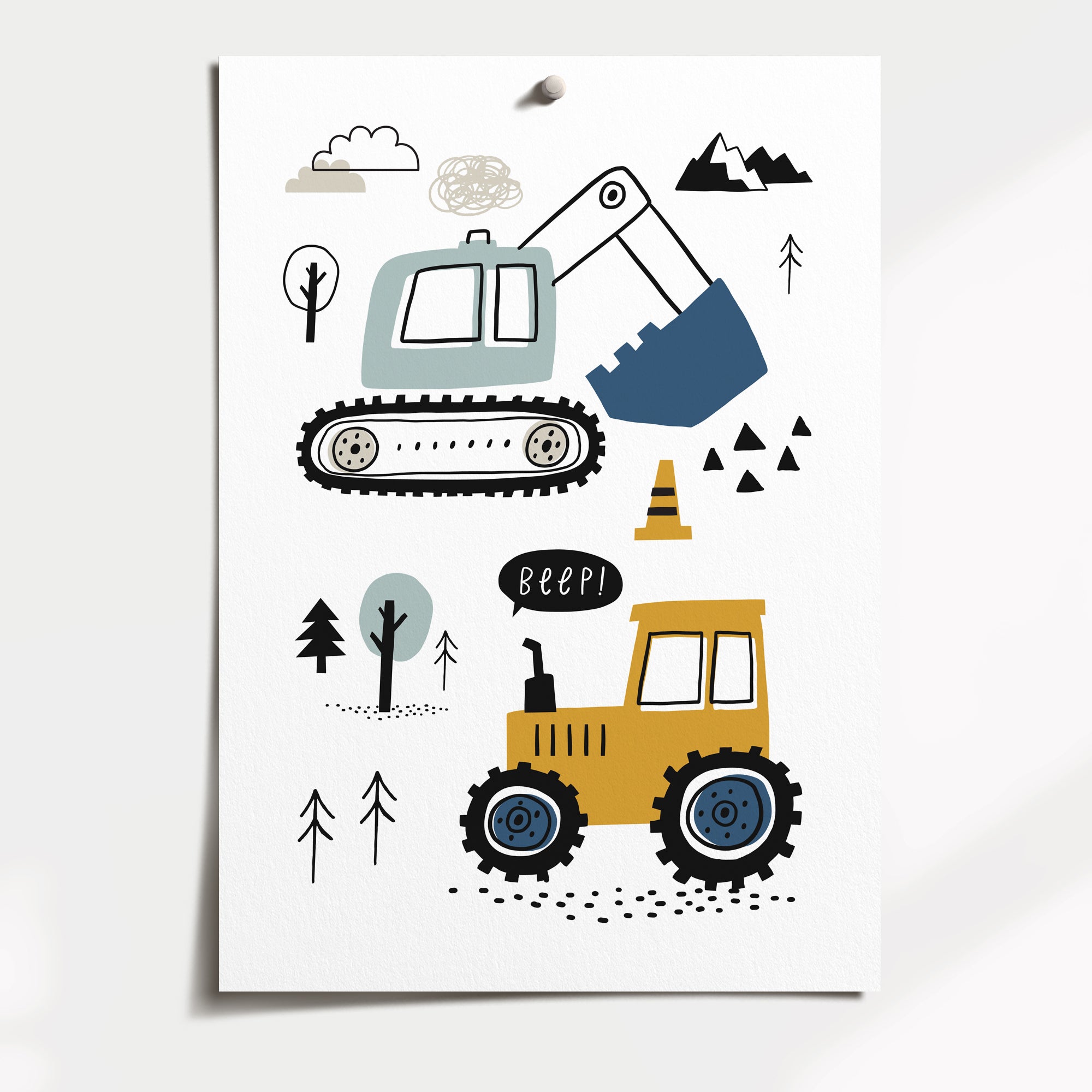 Construction Vehicles Print