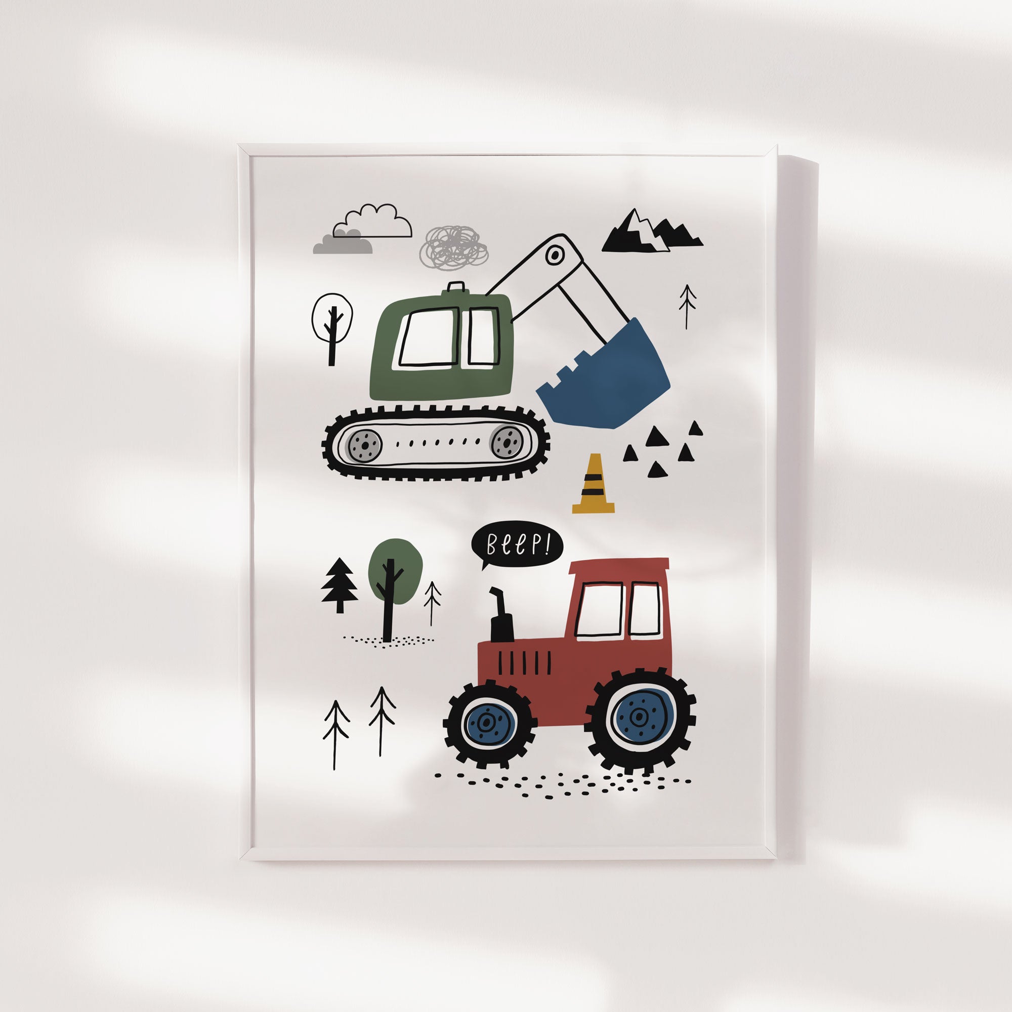 Construction Vehicles Print