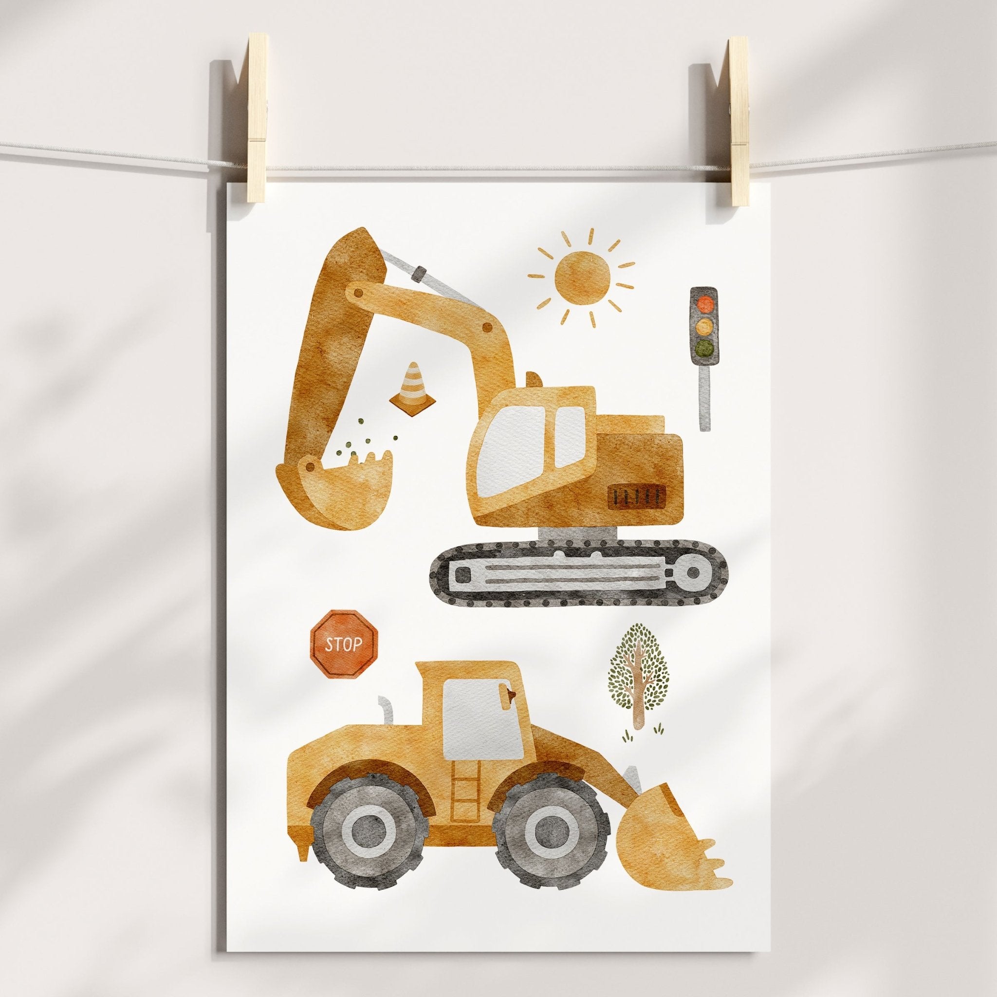 Construction Vehicles Print