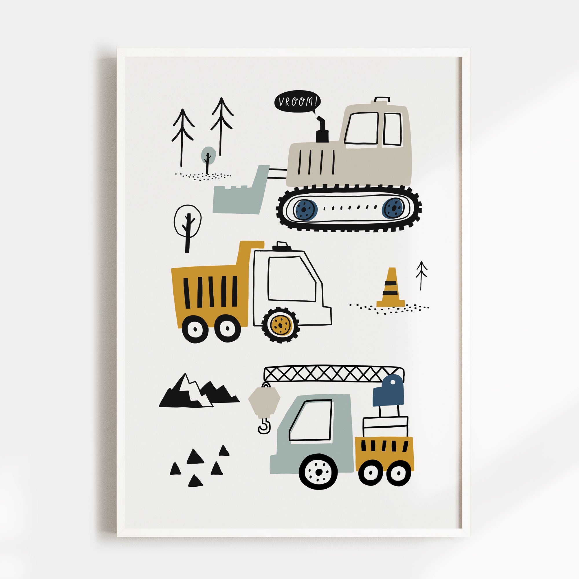 Construction Vehicles Print