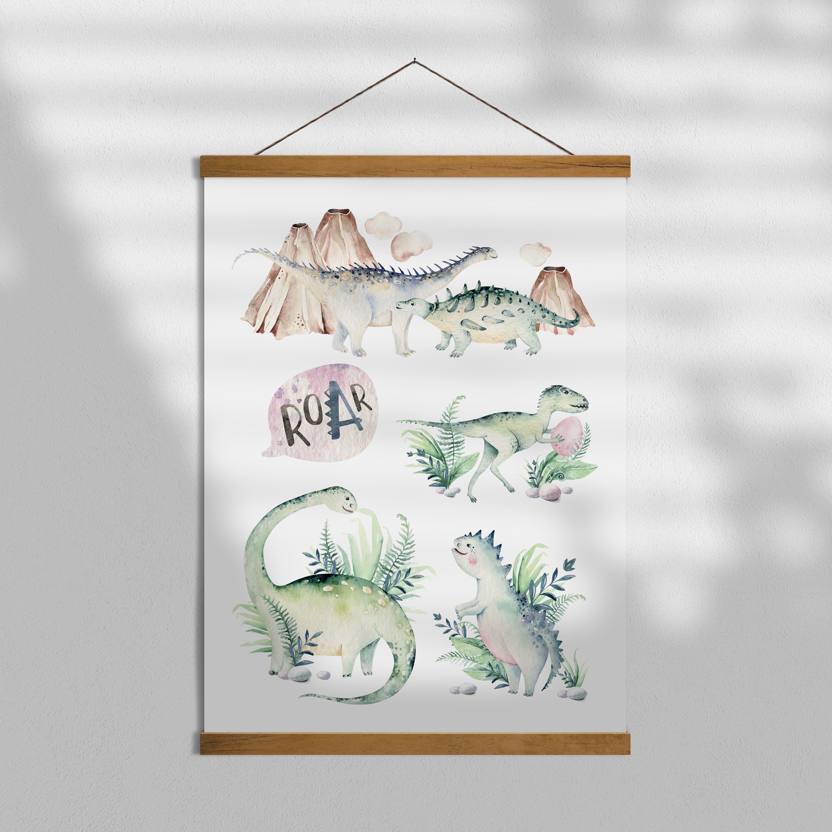 Watercolour Dinosaurs Roar Print