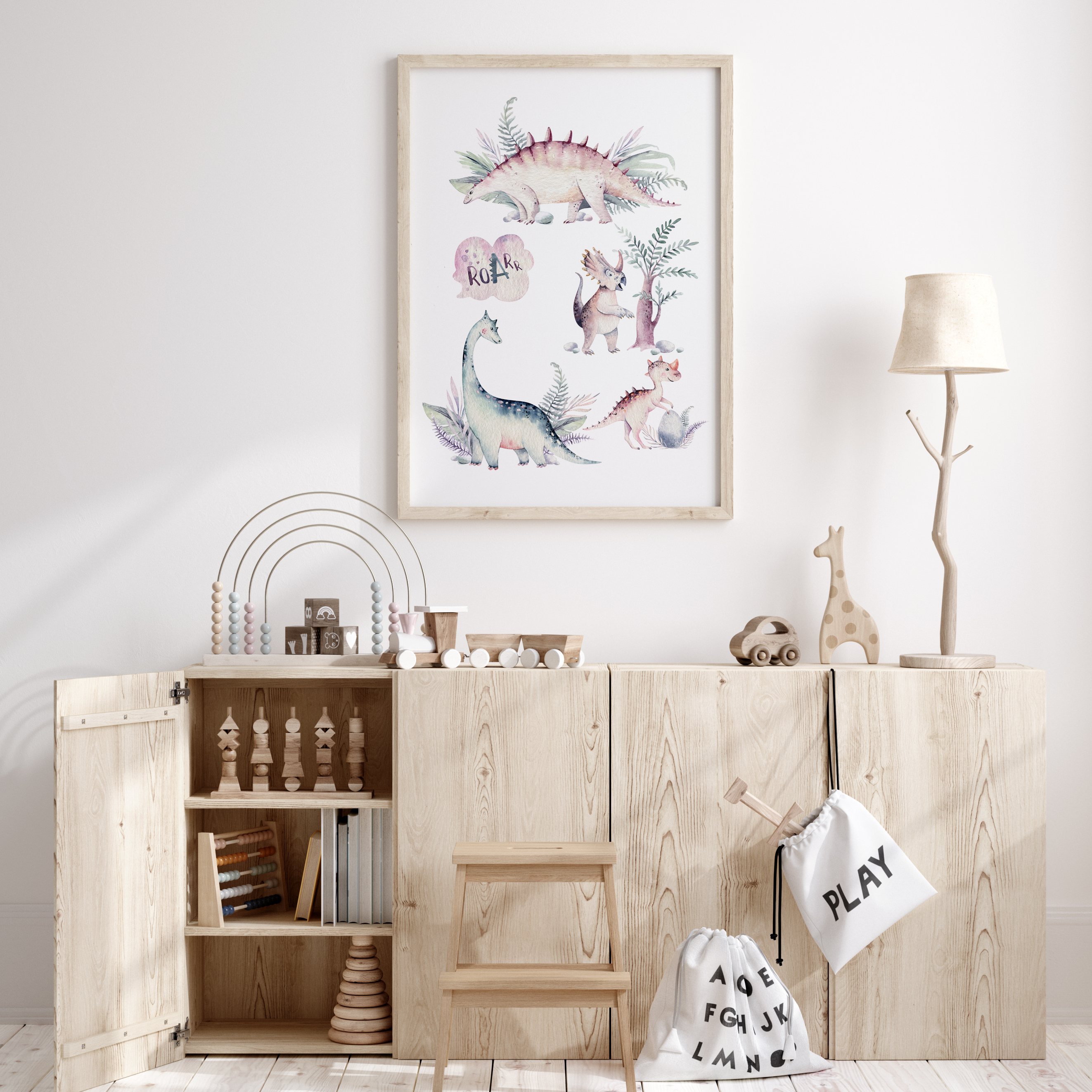 Watercolour Dinosaurs Print