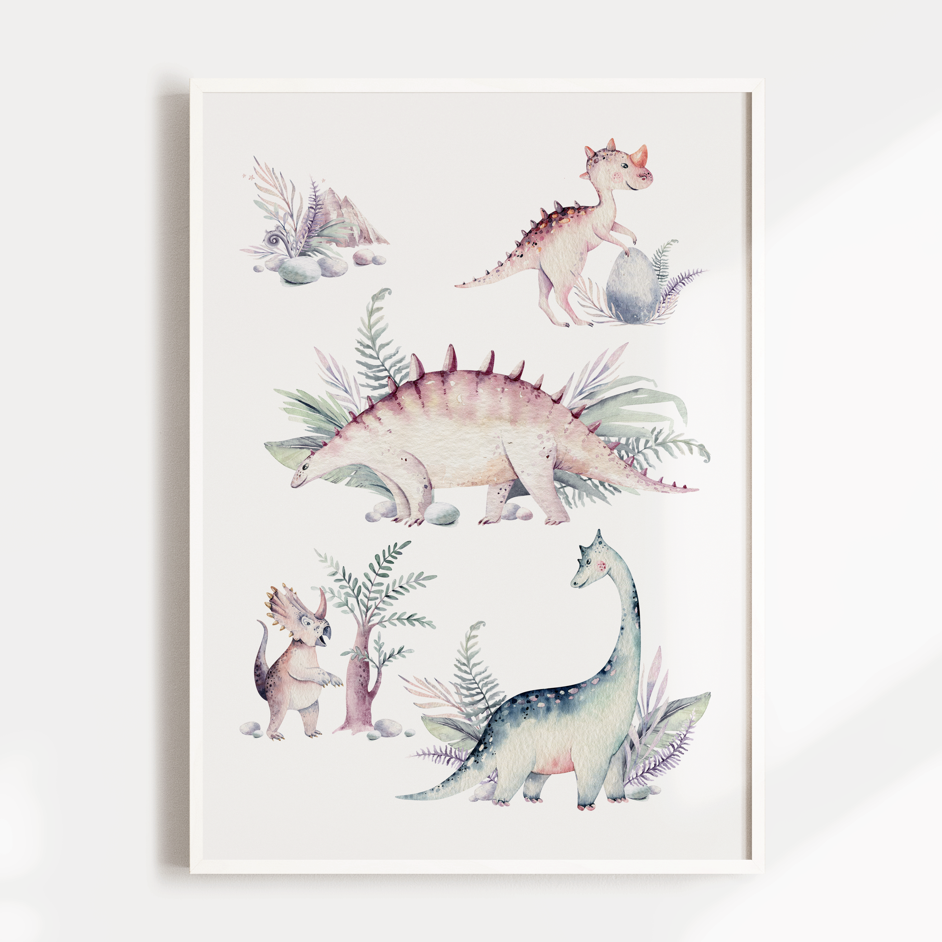 Watercolour Dinosaurs Print
