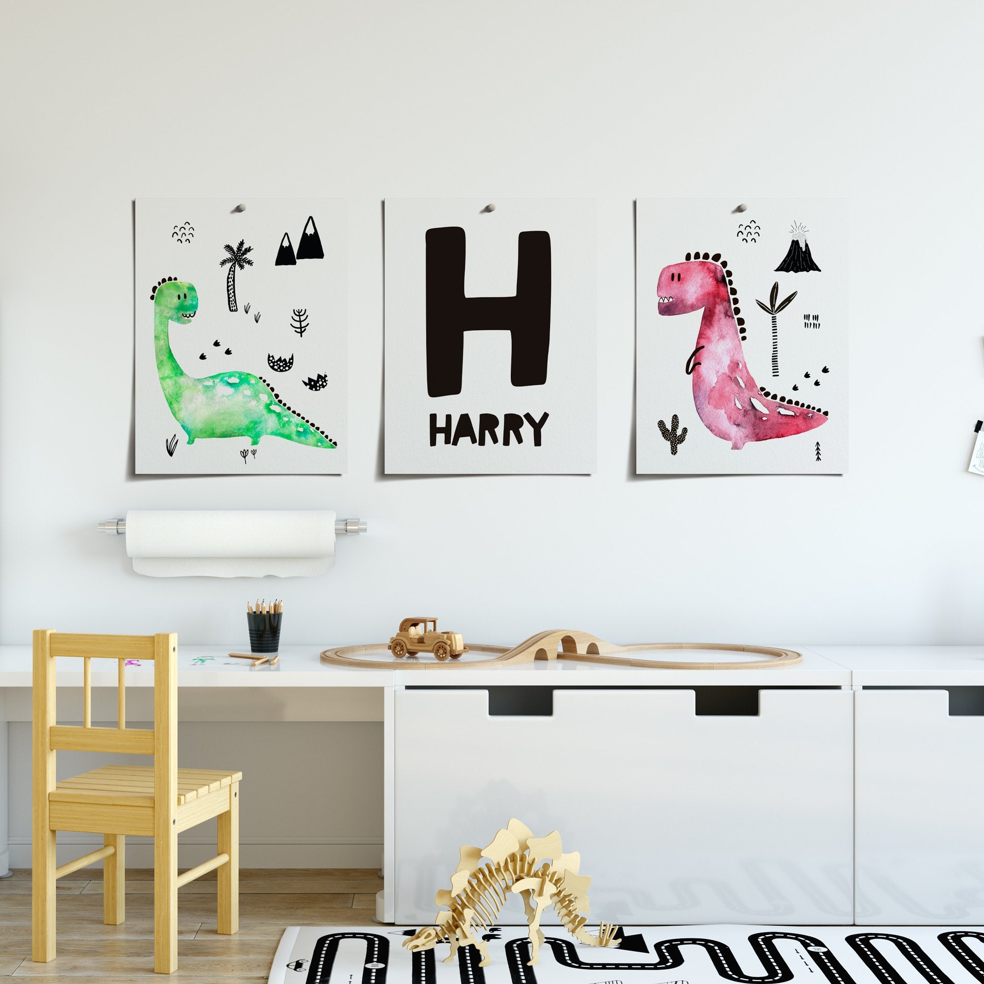 Dinosaurs & Name Print