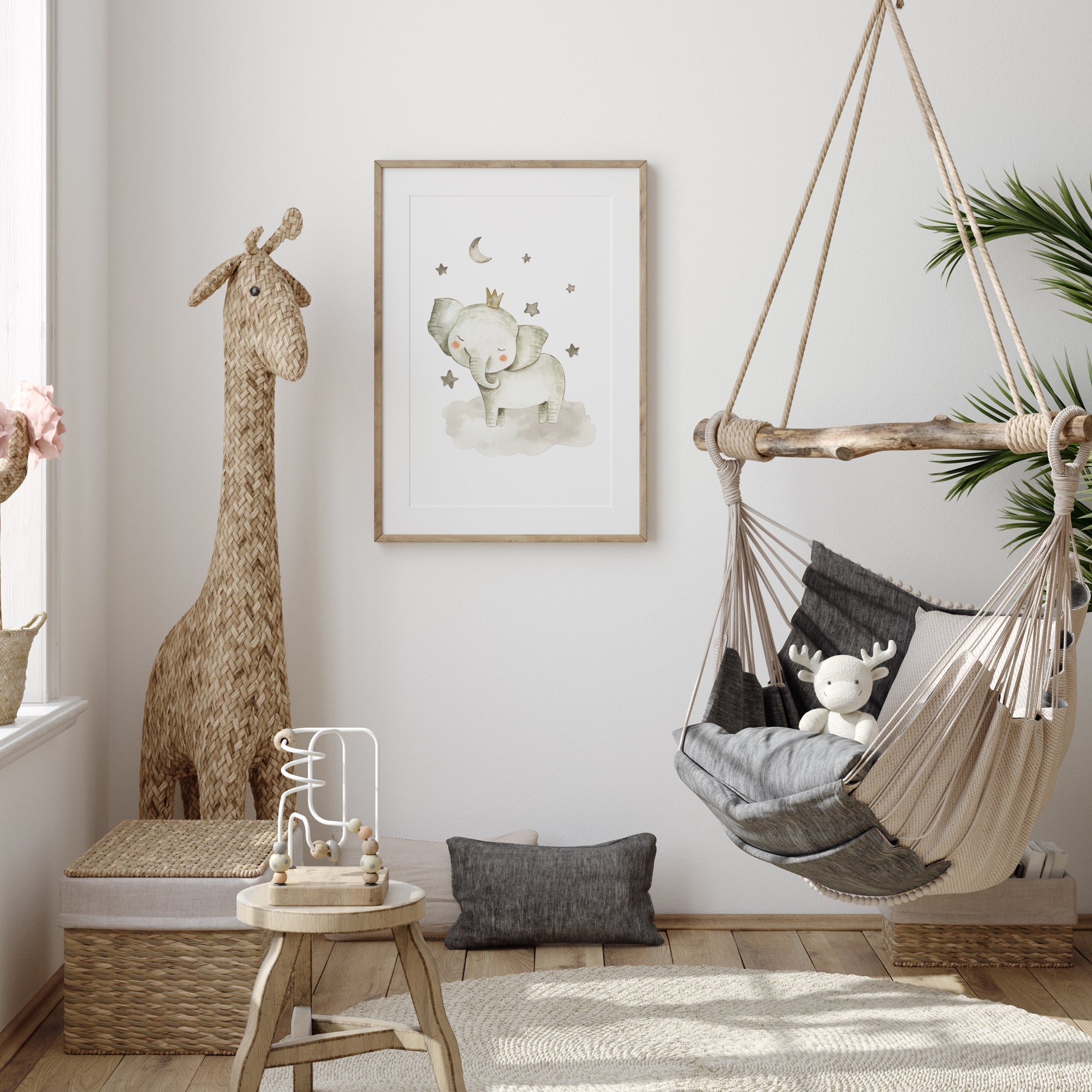 Elephant & Stars Print
