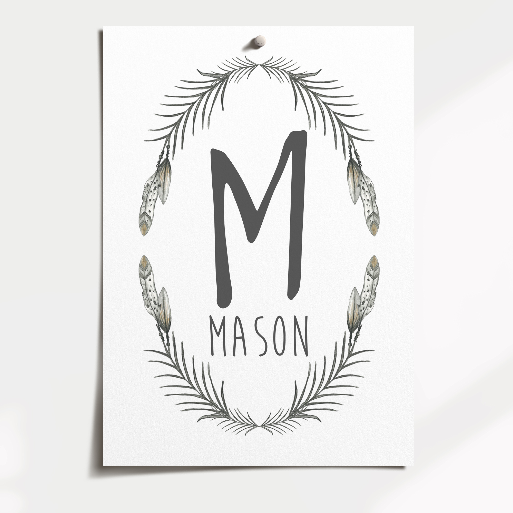 Woodland Feather Name Print