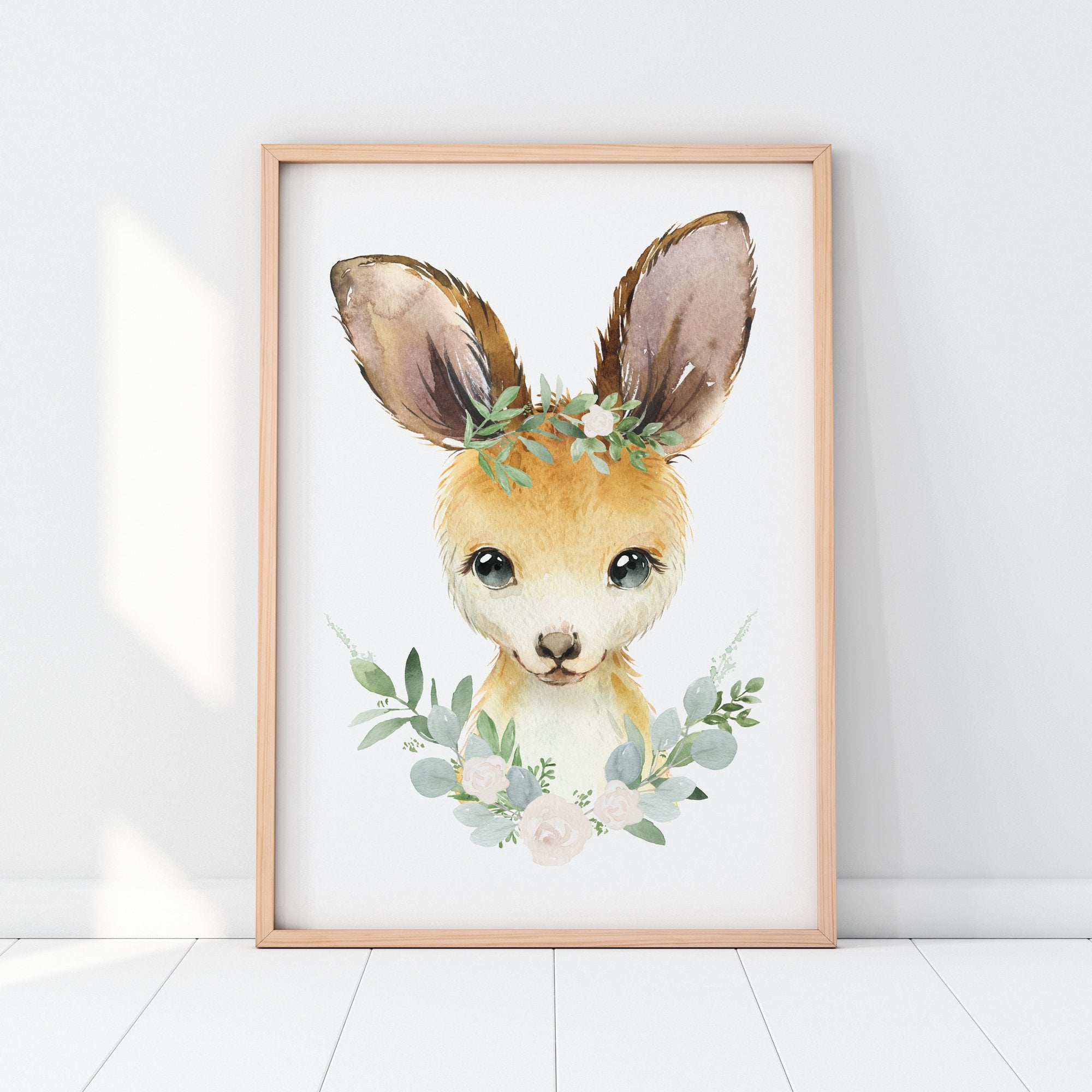 Floral Baby Kangaroo Print