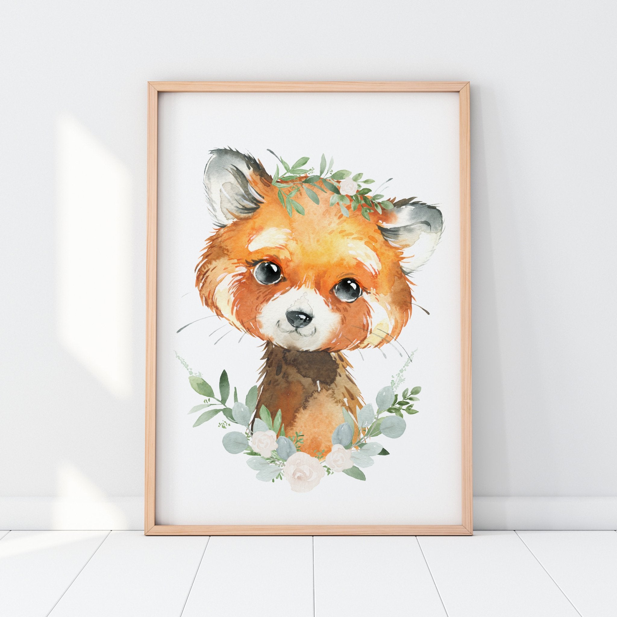 Floral Baby Red Panda Print