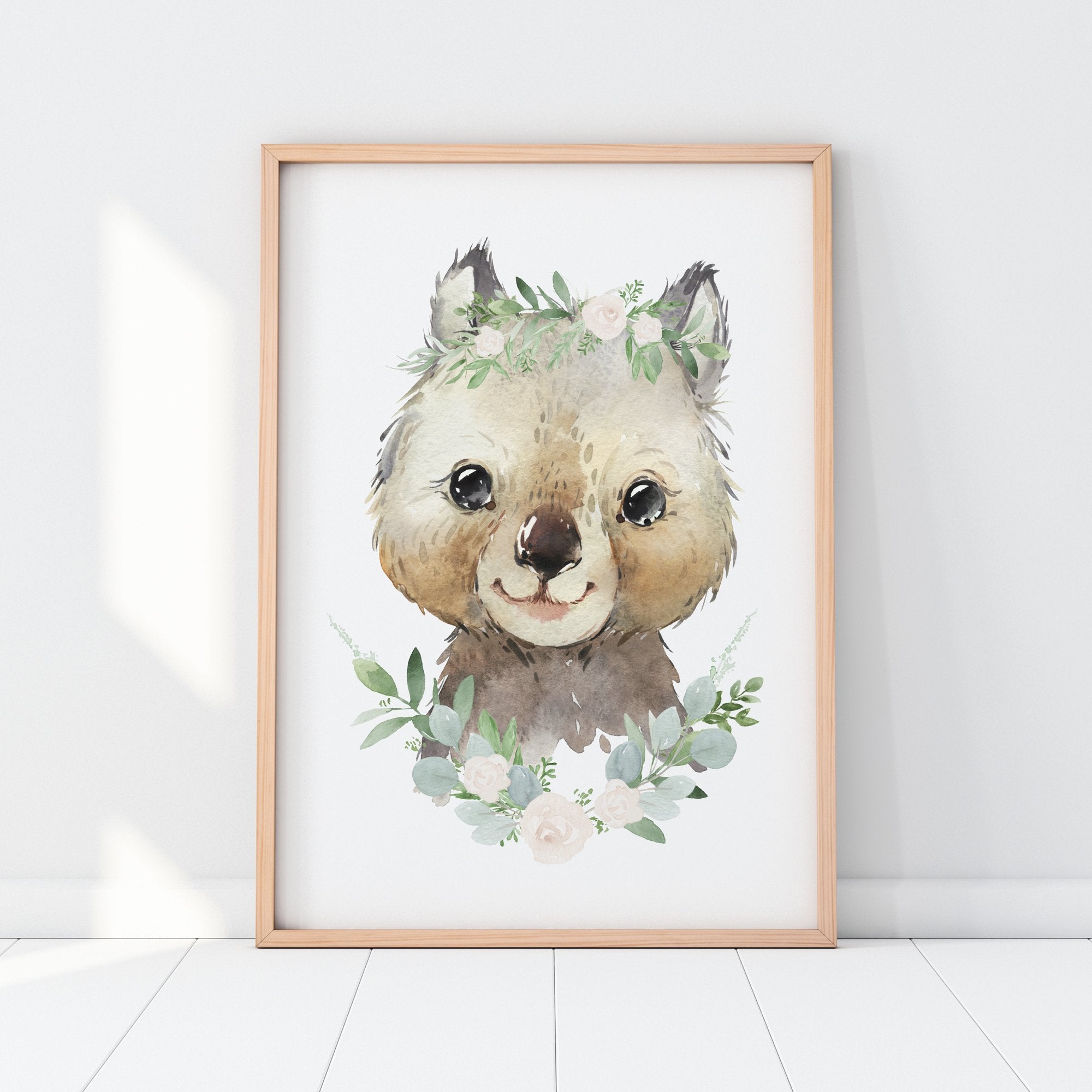 Floral Baby Wombat Print