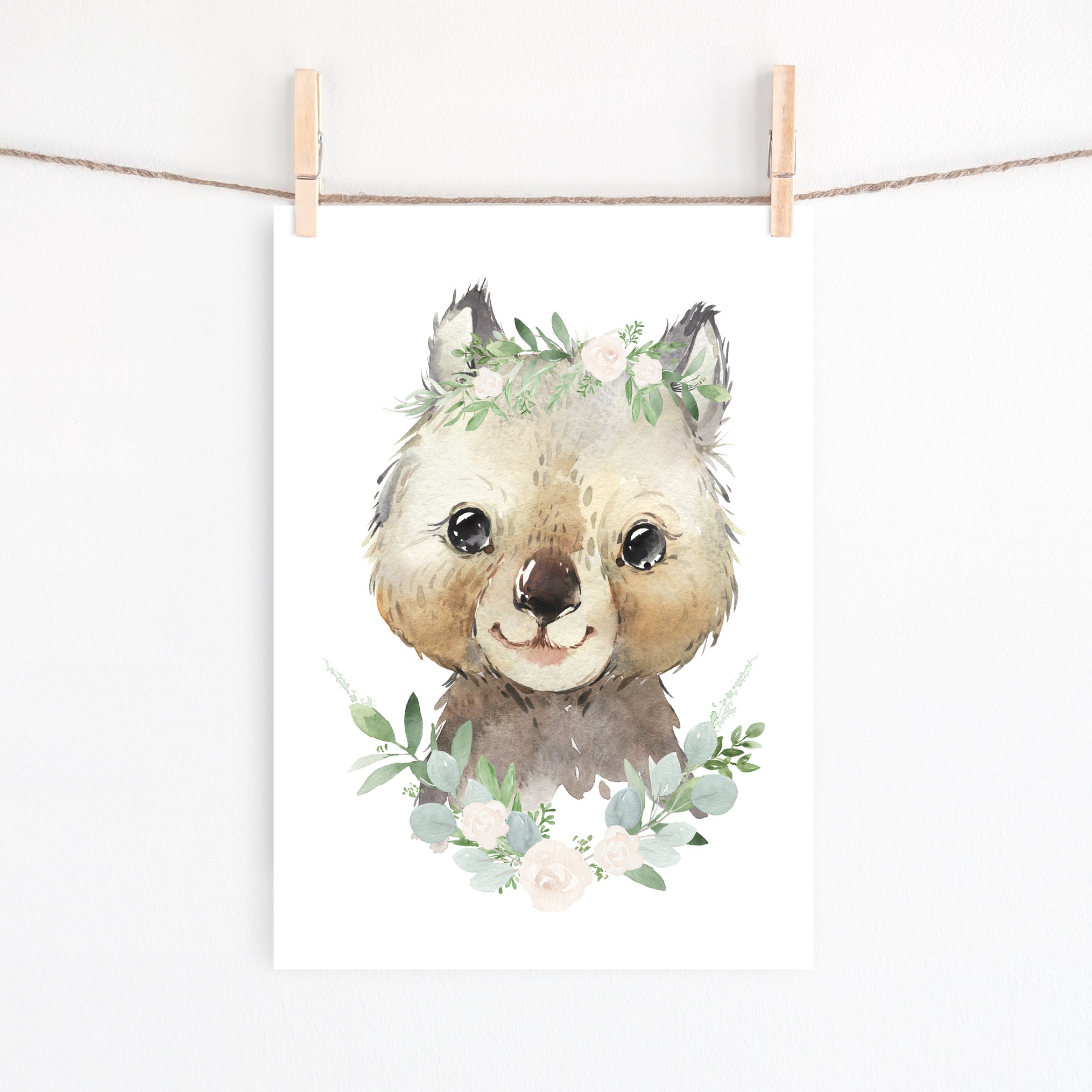 Floral Baby Wombat Print