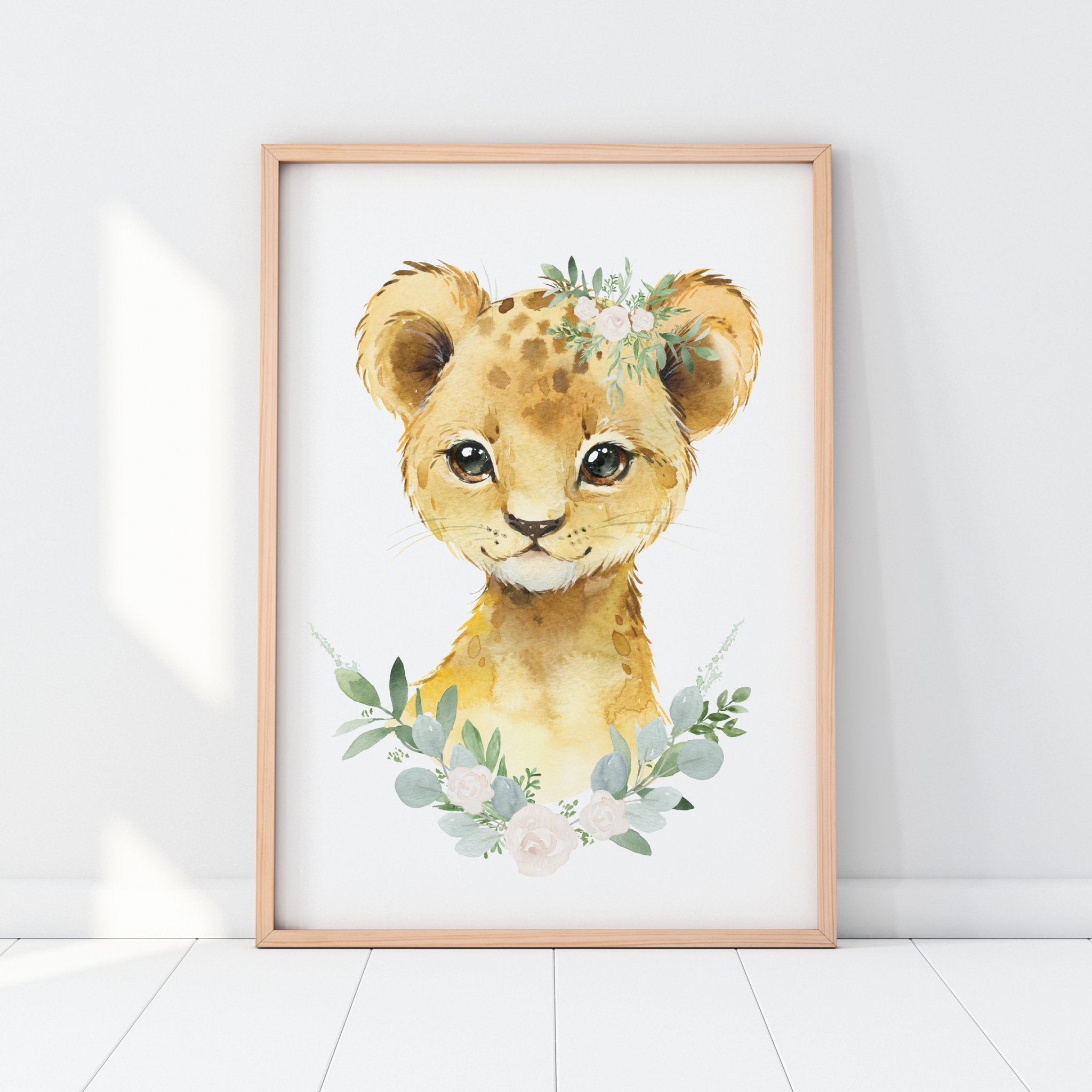 Floral Lion, Elephant & Giraffe Prints