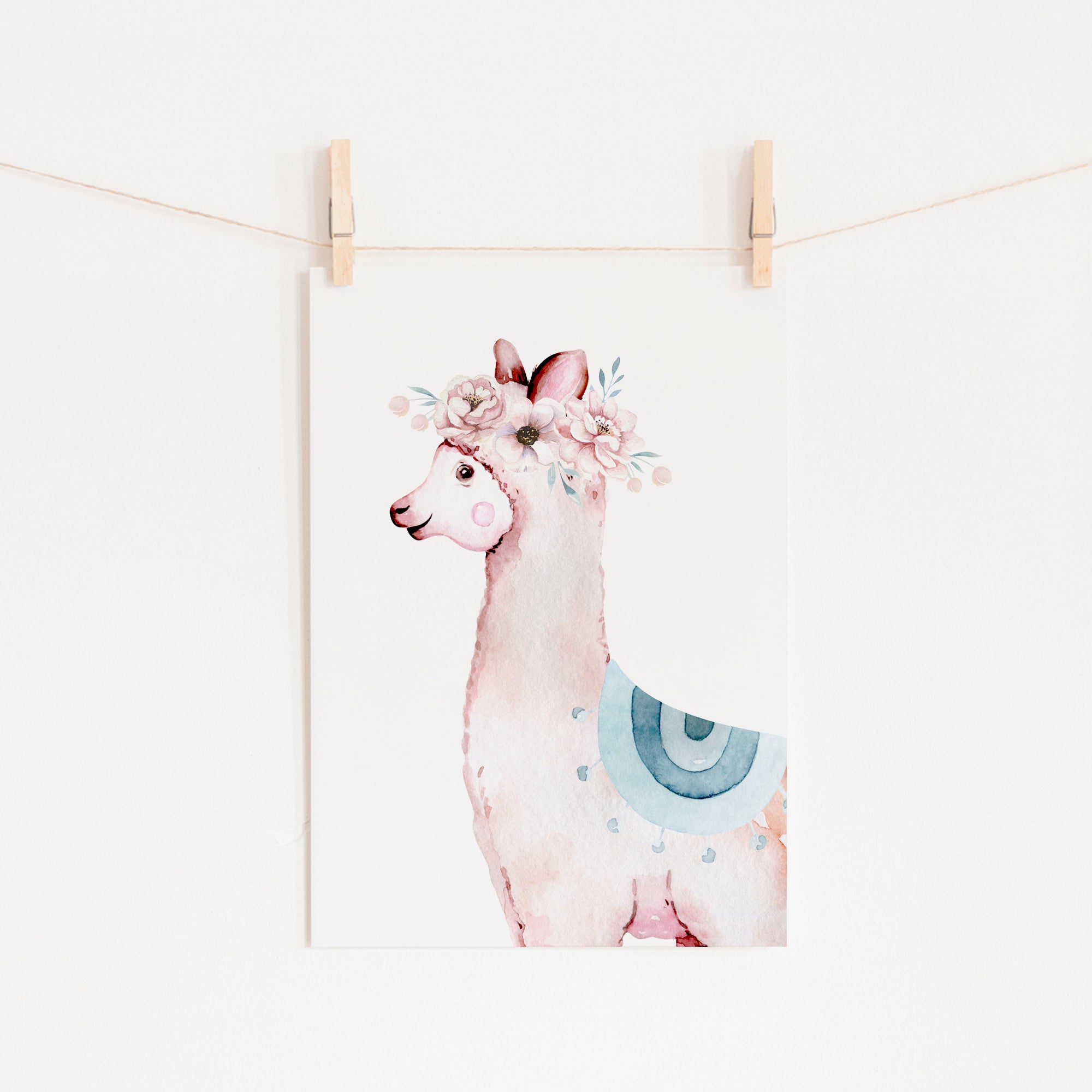 Floral Llama Nursery Print