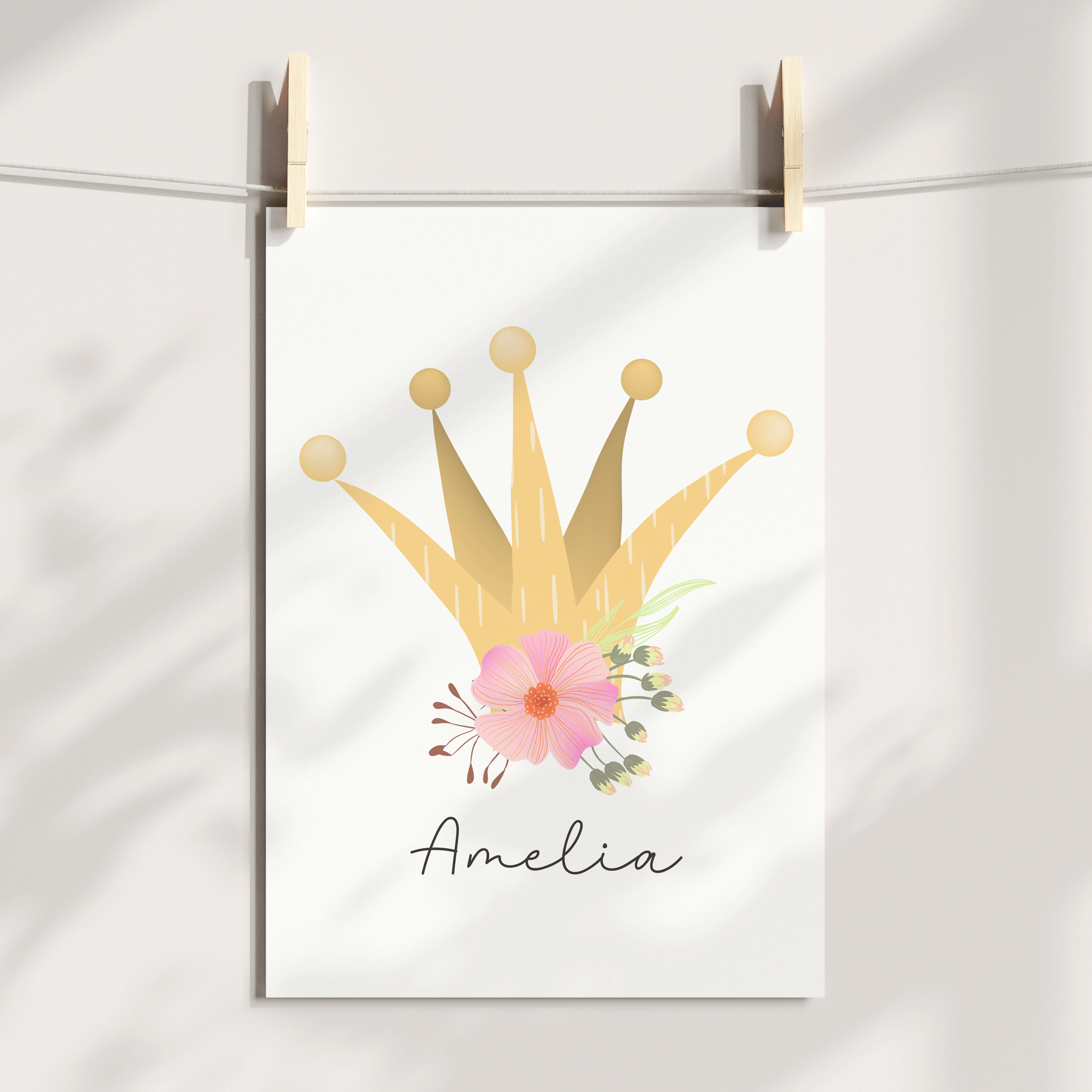 Floral Llama's & Crown Name Print