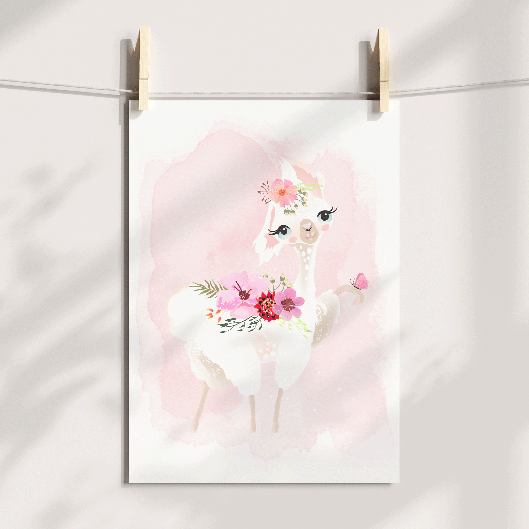 Floral Llama's & Crown Name Print