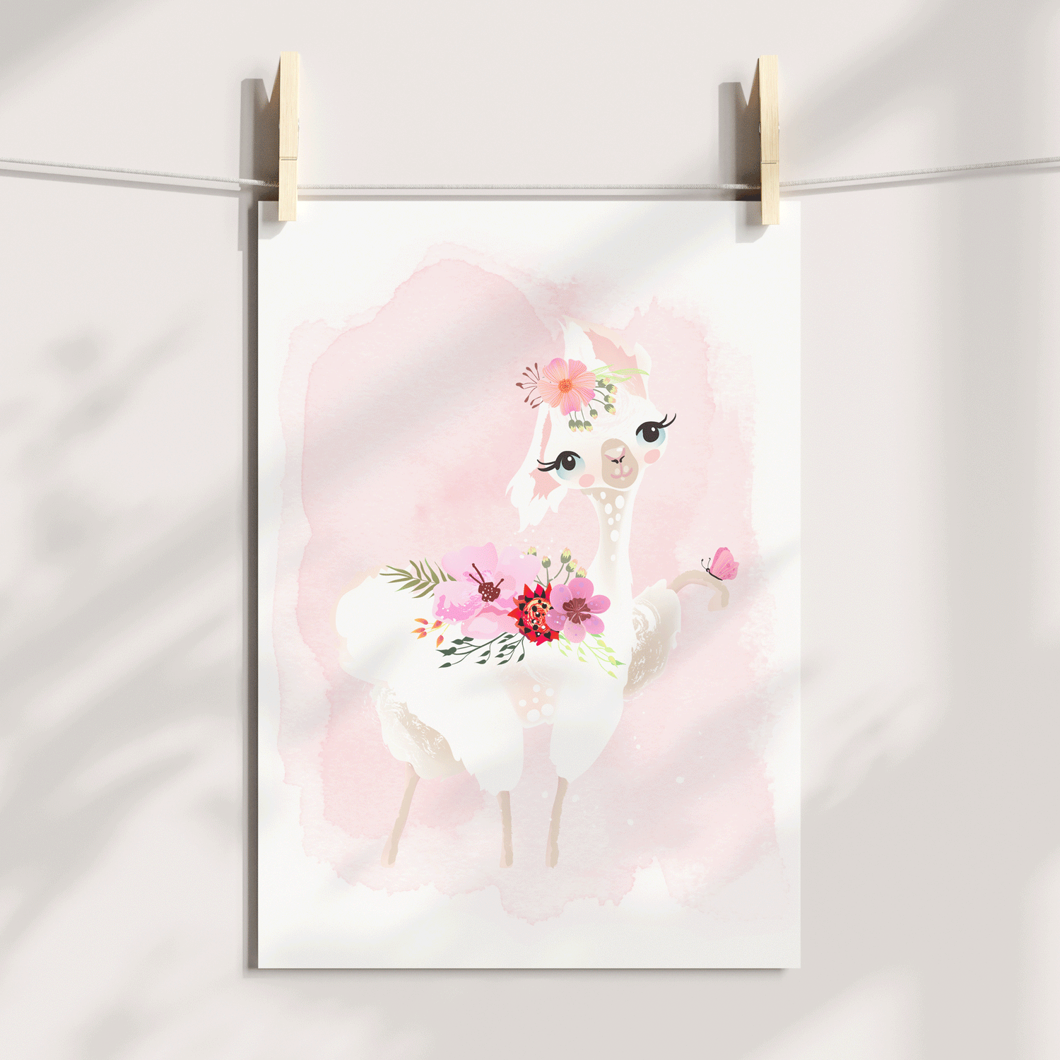 Floral Llama's & Name Print