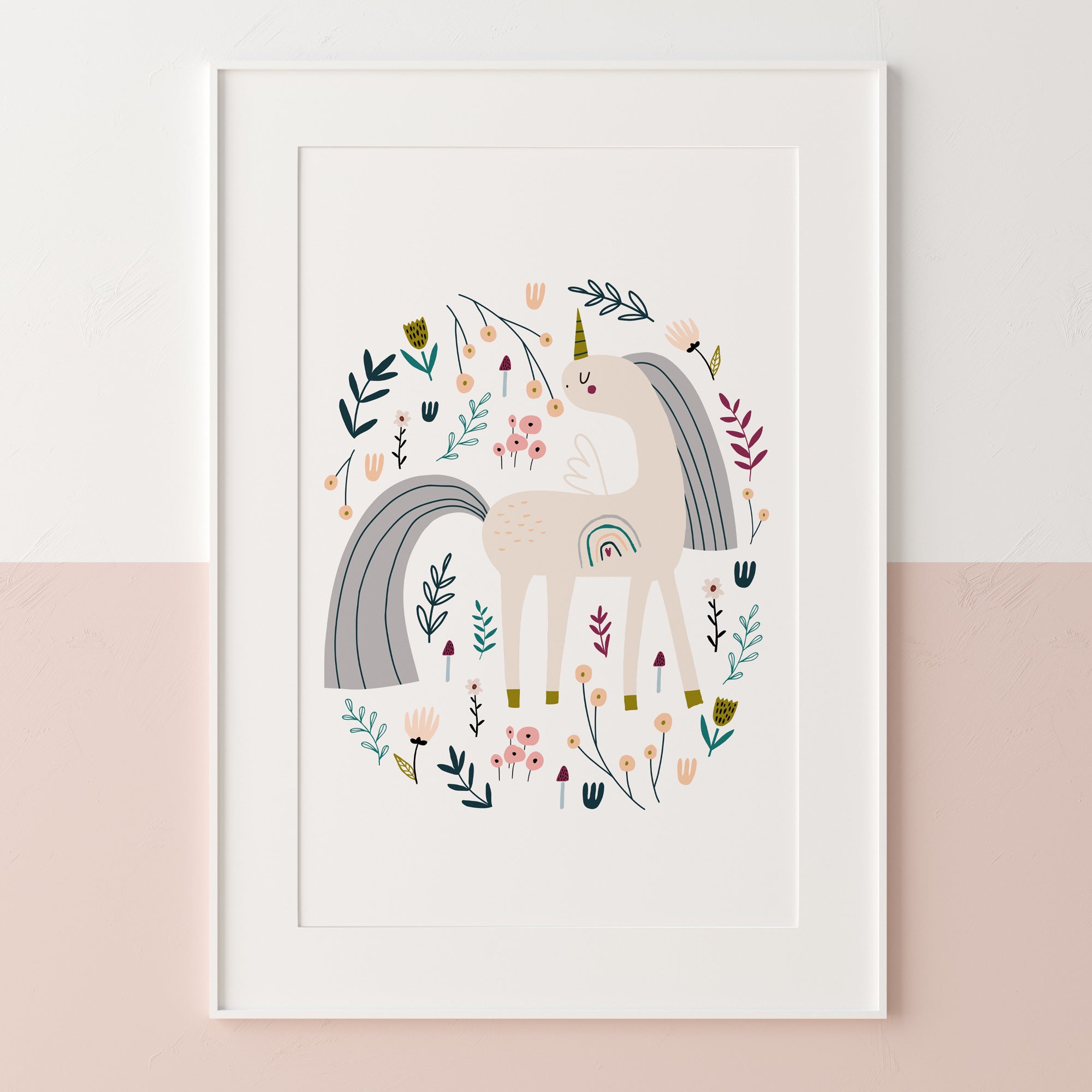 Floral Unicorn Print