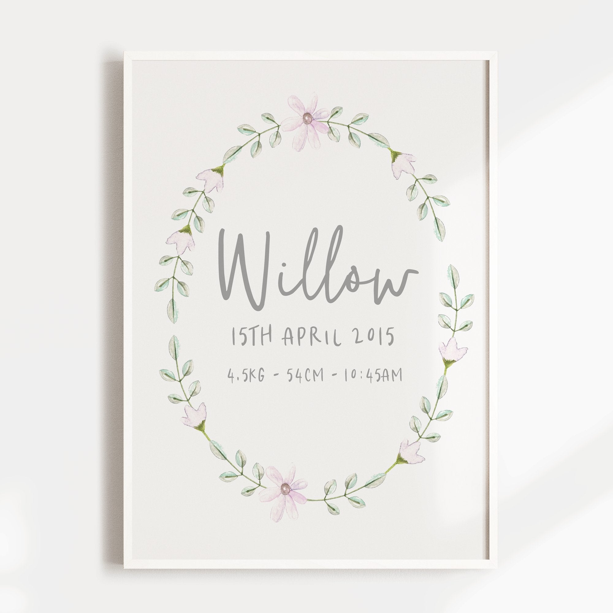 Floral Woodland Birth Print
