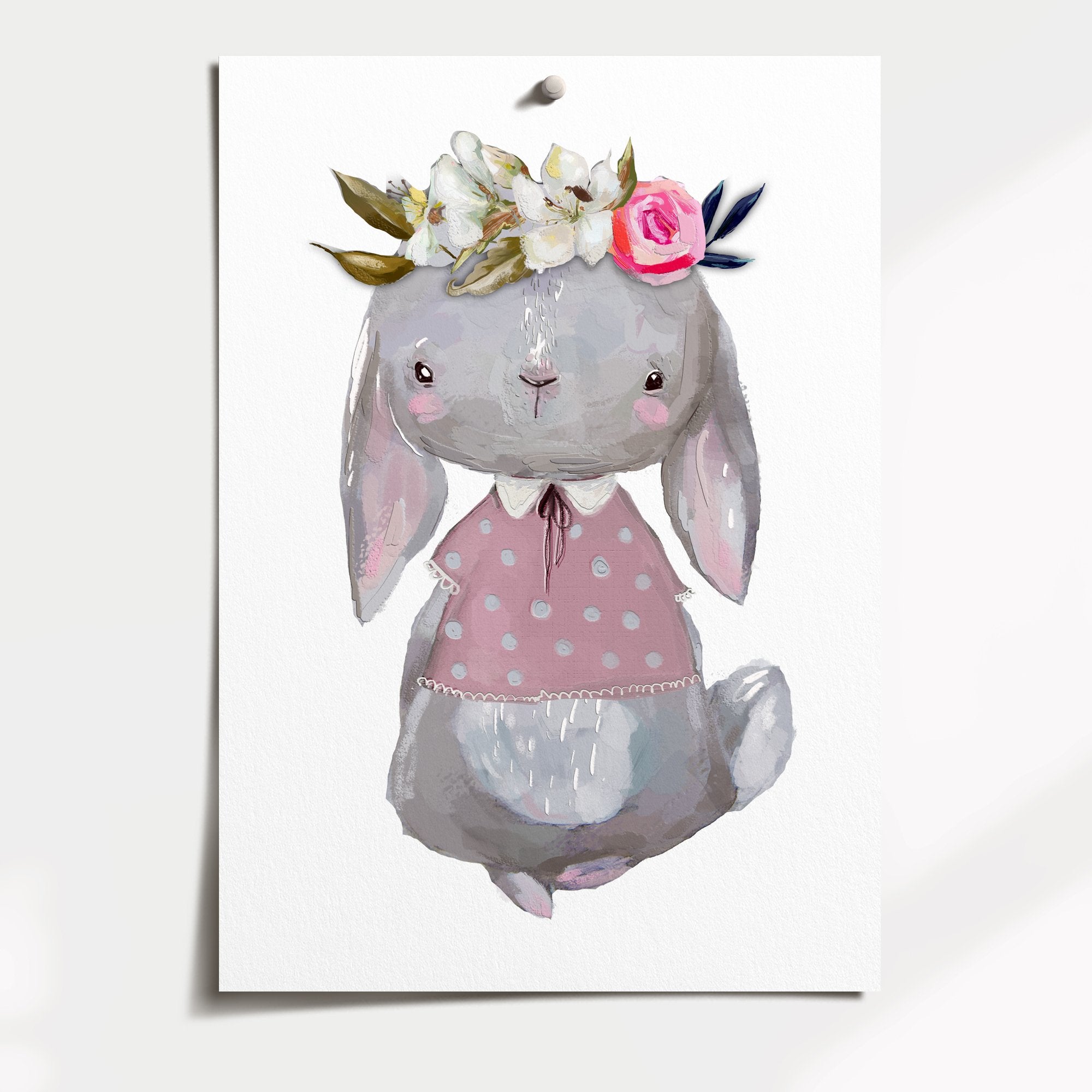 Floral Woodland Bunny Print