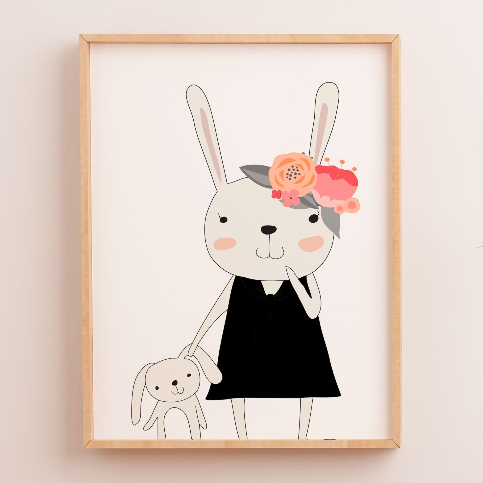 Floral Woodland Bunny Print