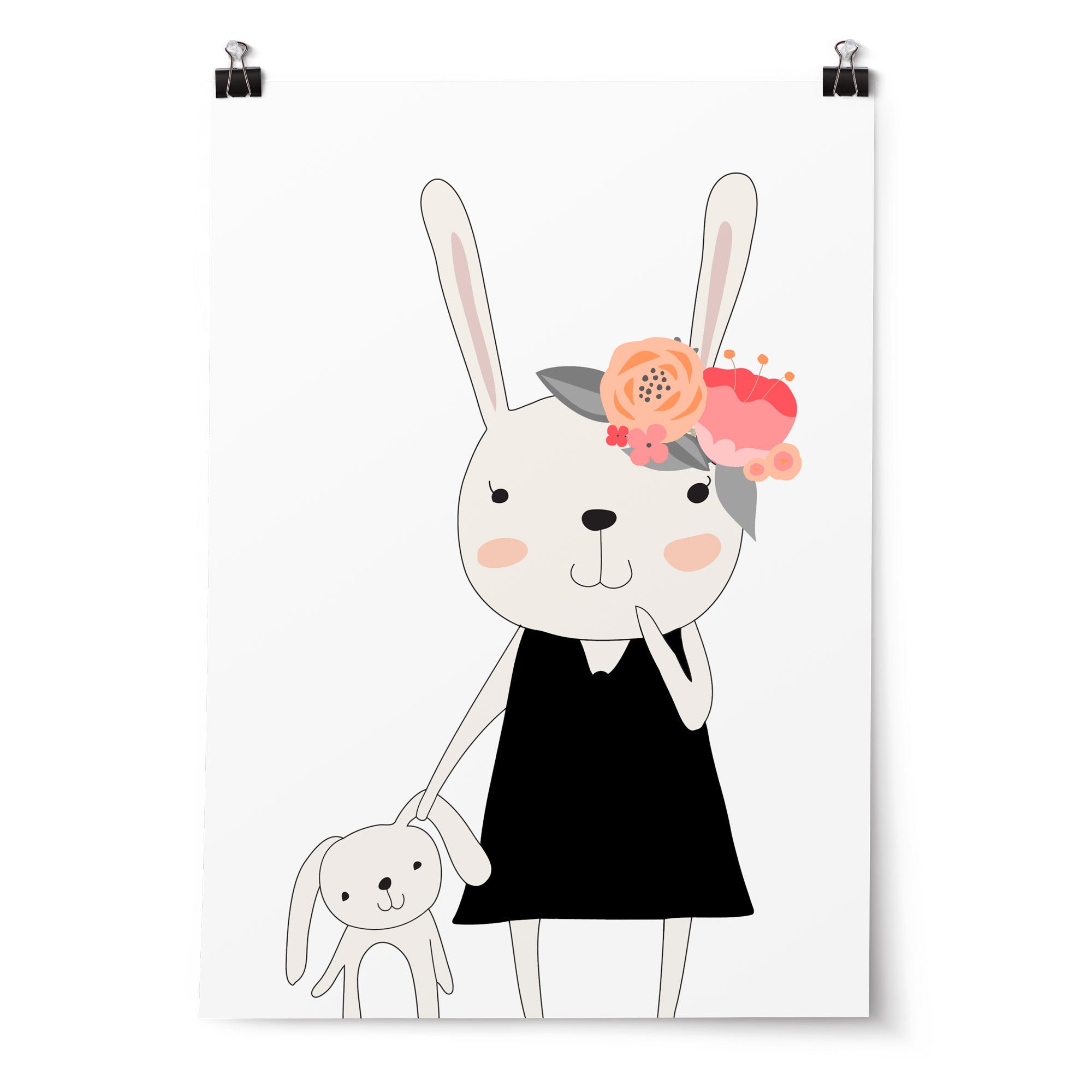 Floral Woodland Bunny Print