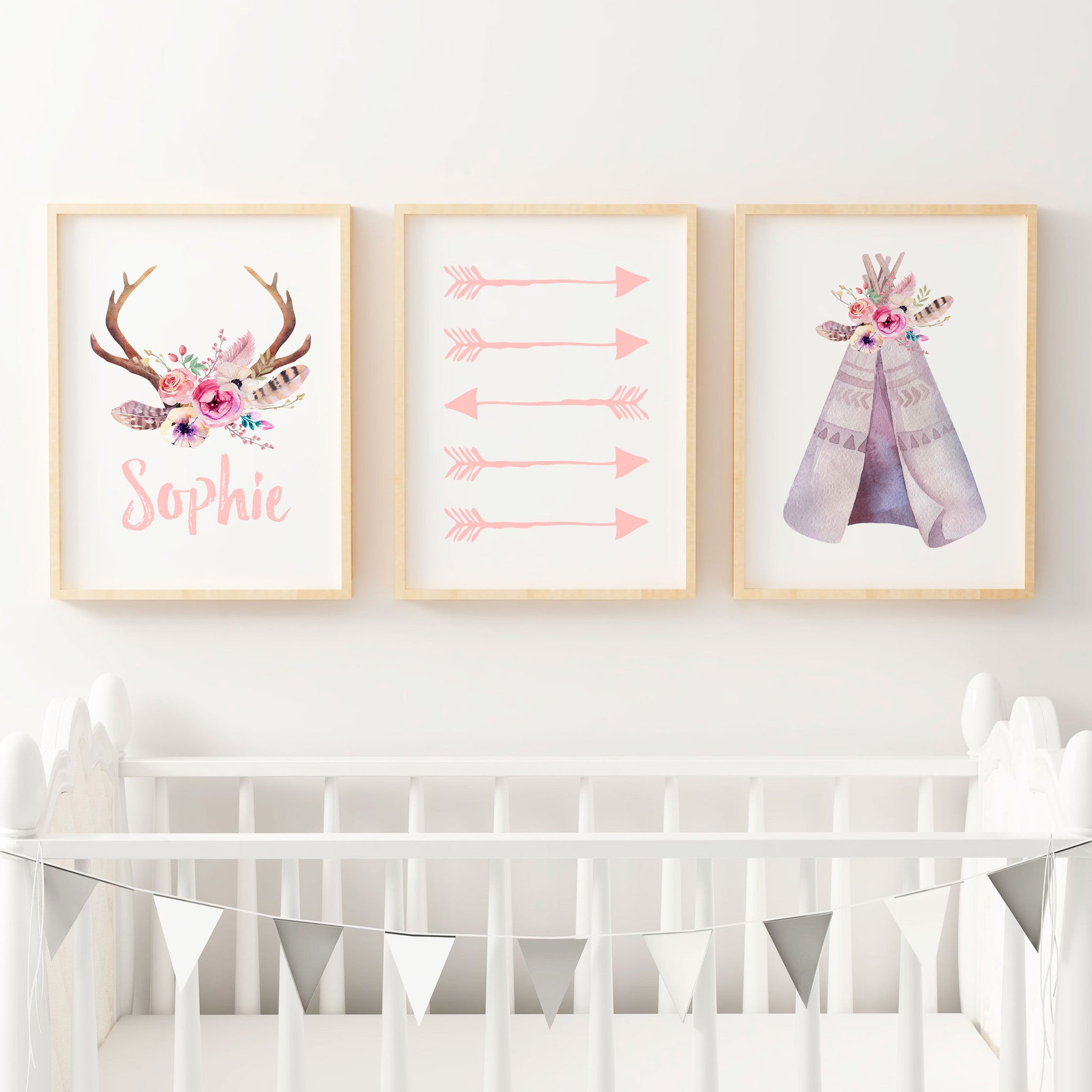 Teepee, Arrows & Antler Name Prints