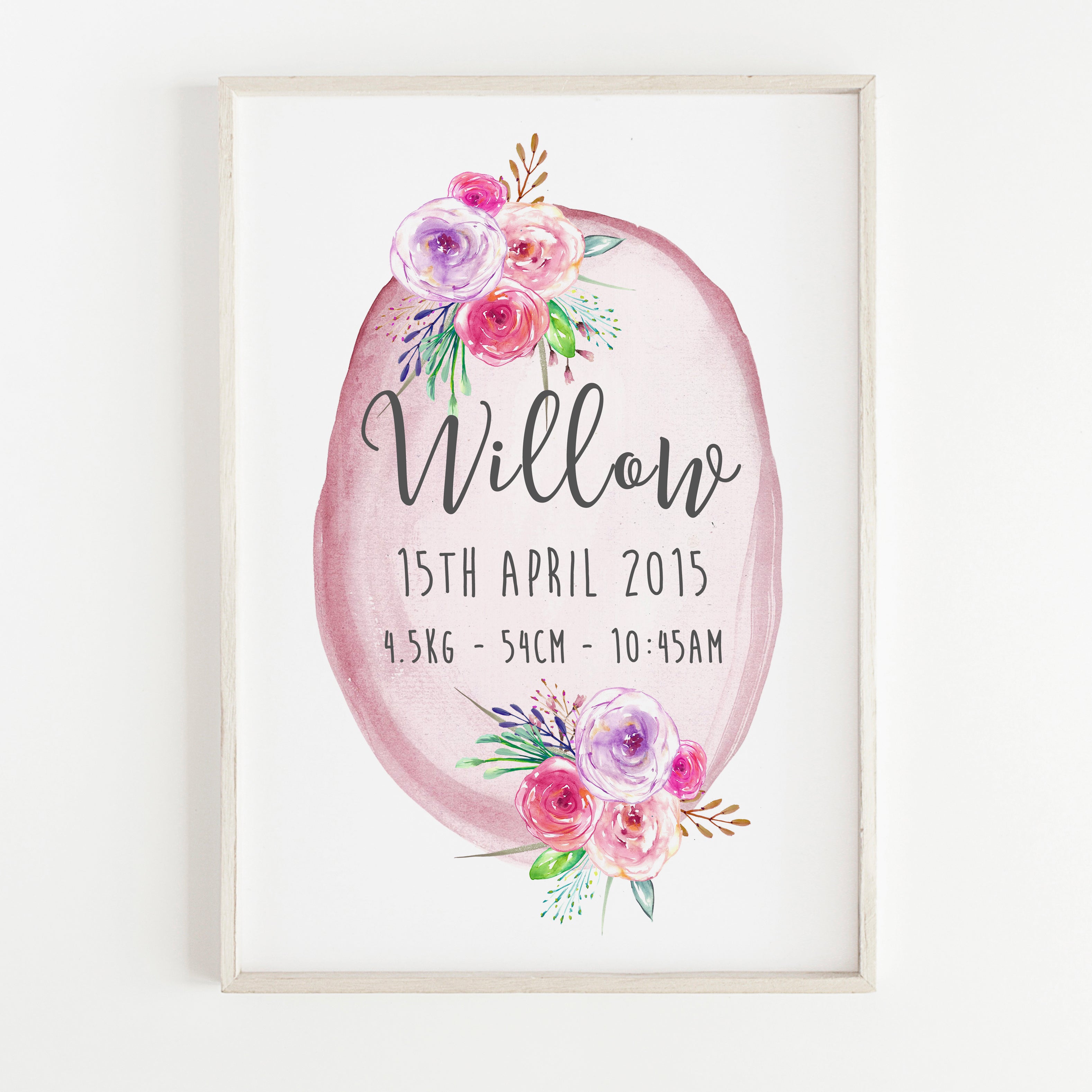 Woodland Floral Birth Print