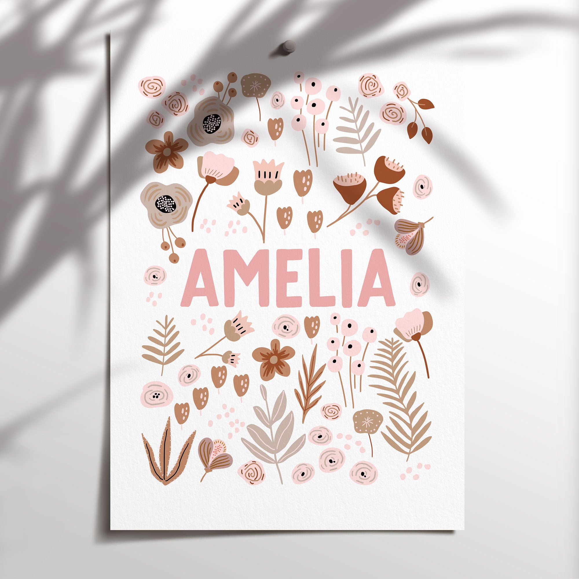 Pink Wildflower Name Print