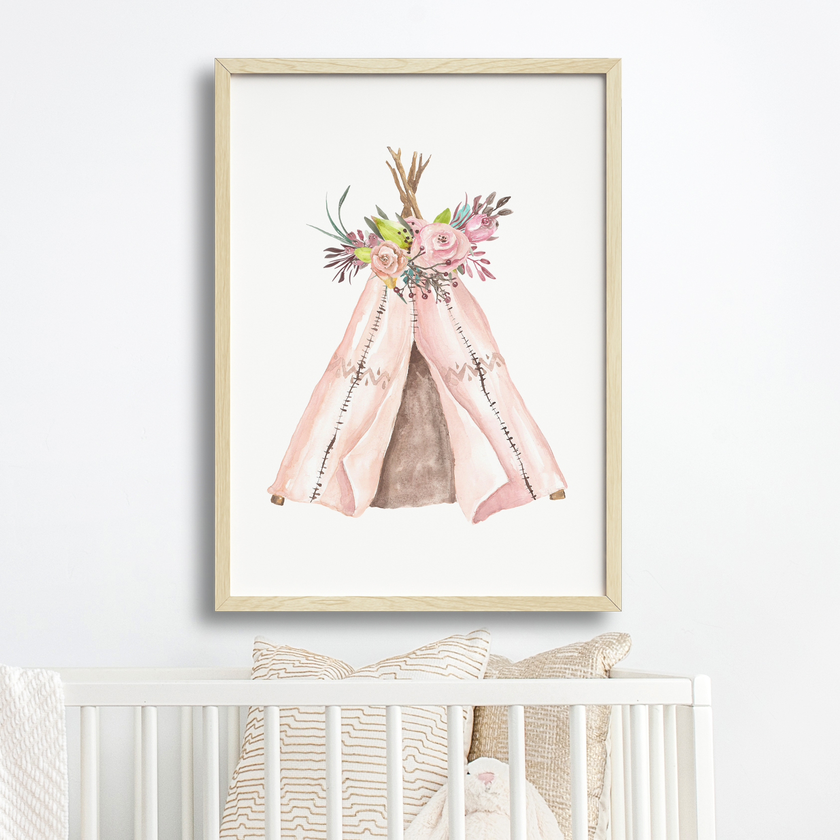 Woodland Floral Boho Tribal Teepee Print