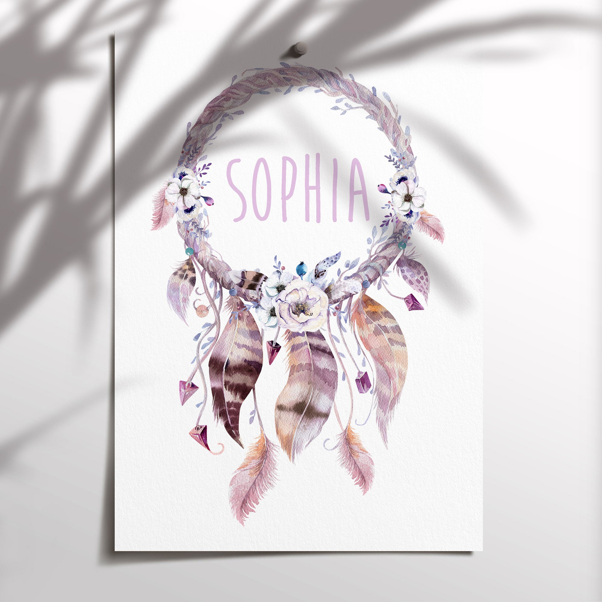 Woodland Boho Dreamcatcher Name Print