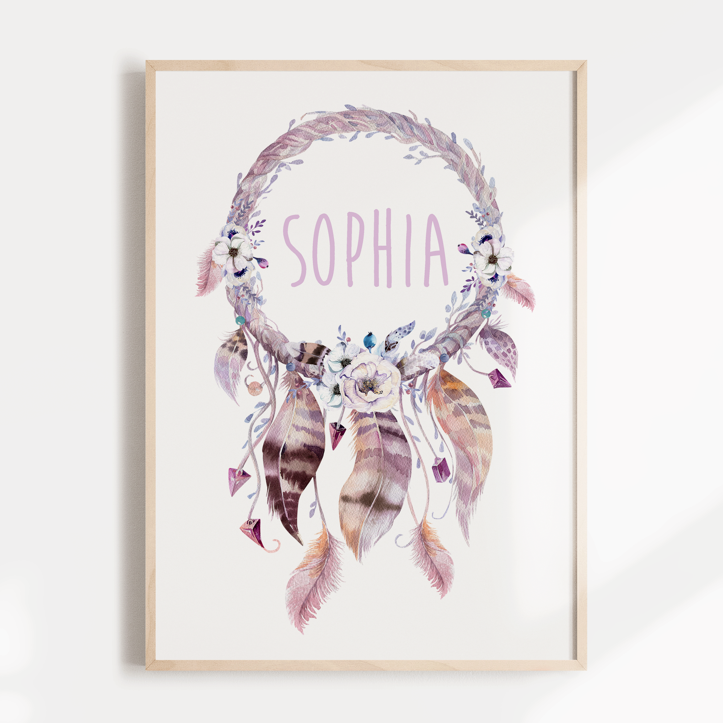 Woodland Boho Dreamcatcher Name Print