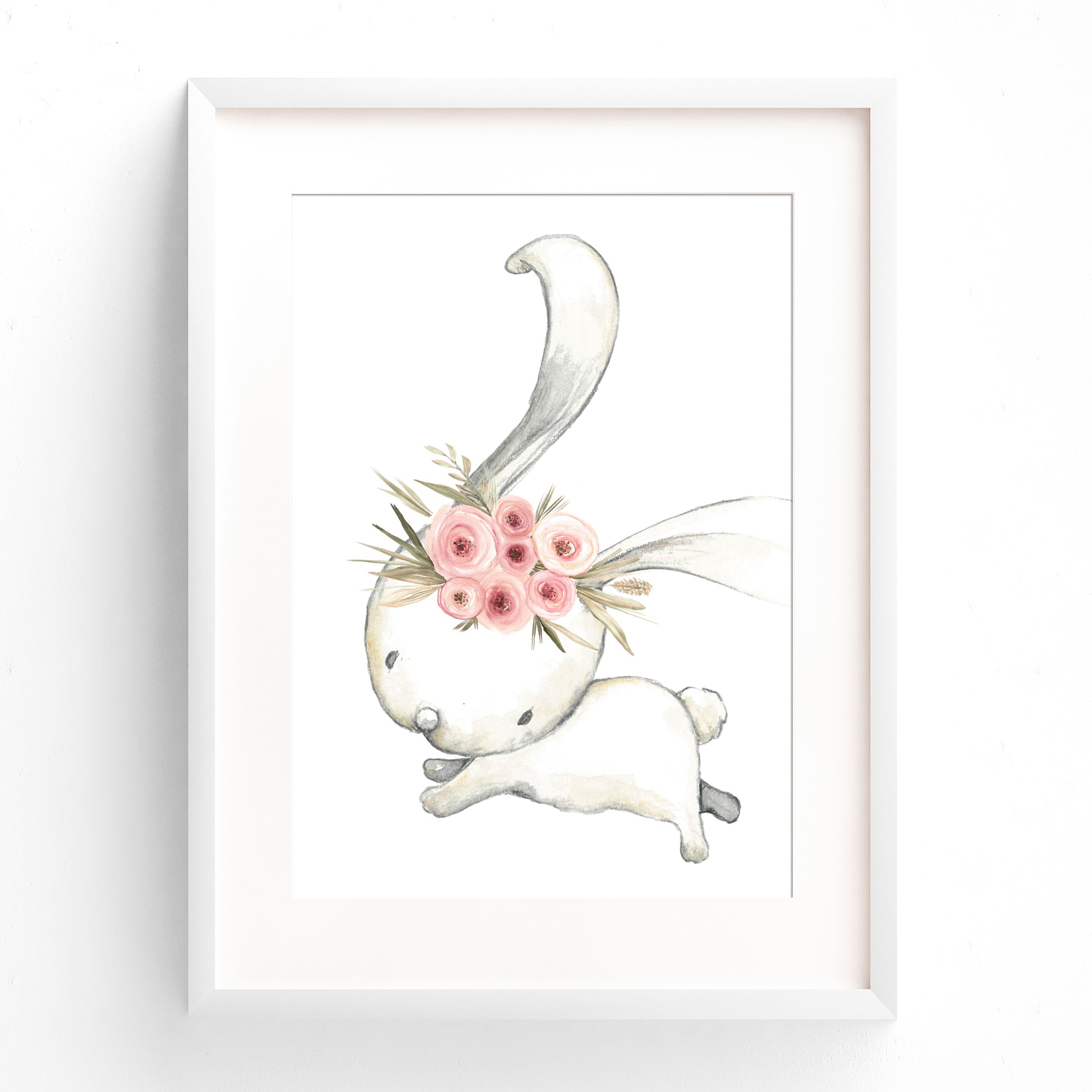 Woodland Boho Floral Bunny Prints