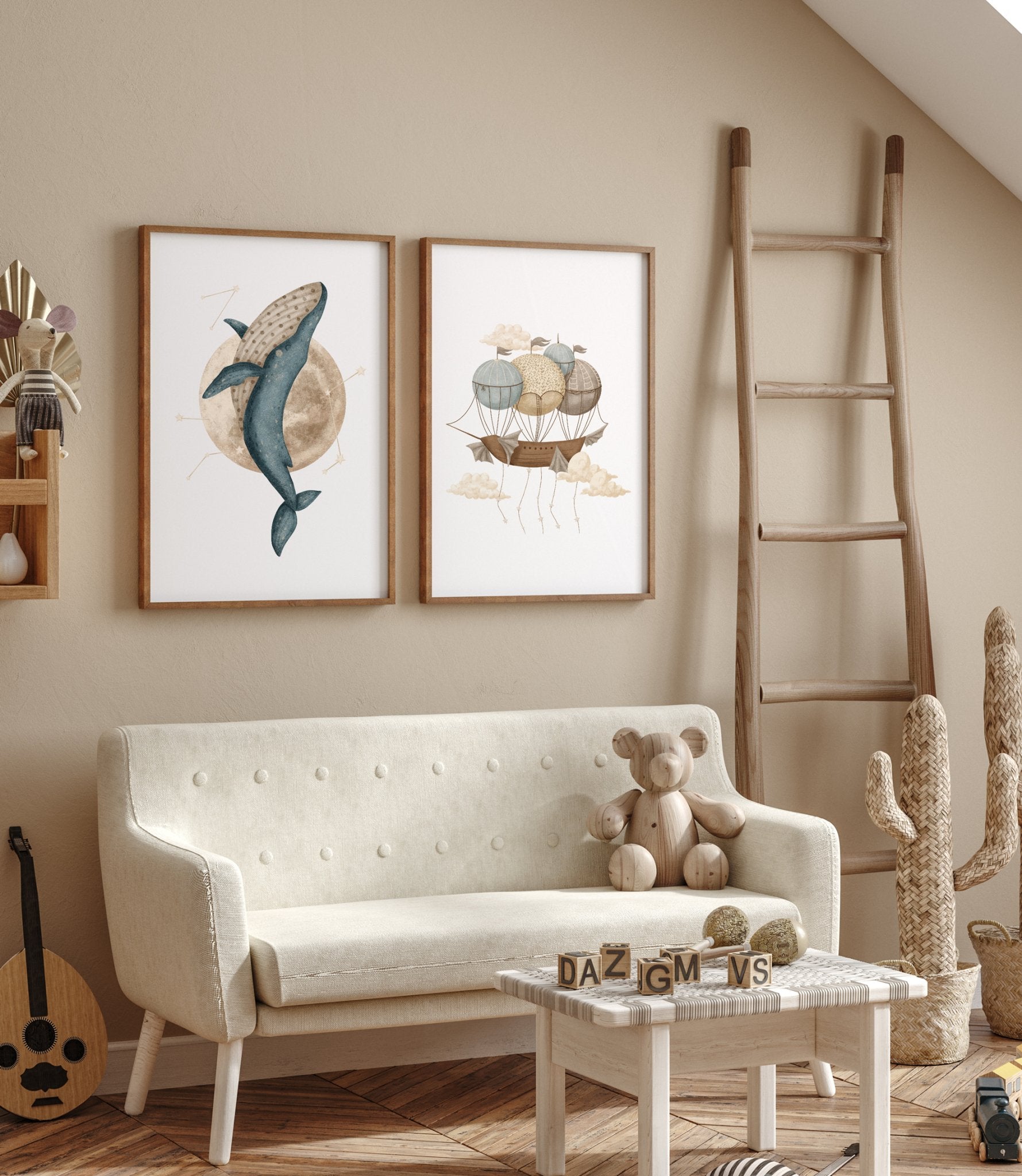 Hot Air Balloon Ship Print