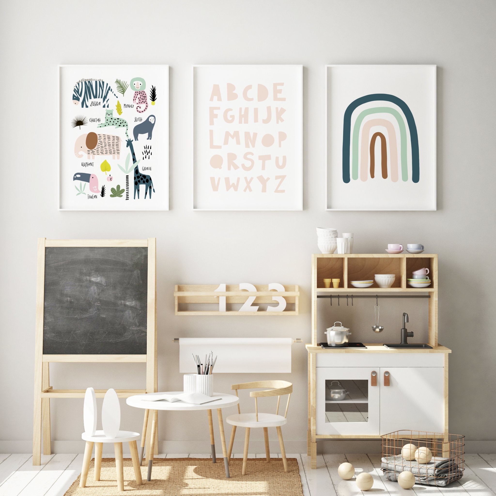 Jungle Animals, Alphabet & Rainbow Prints