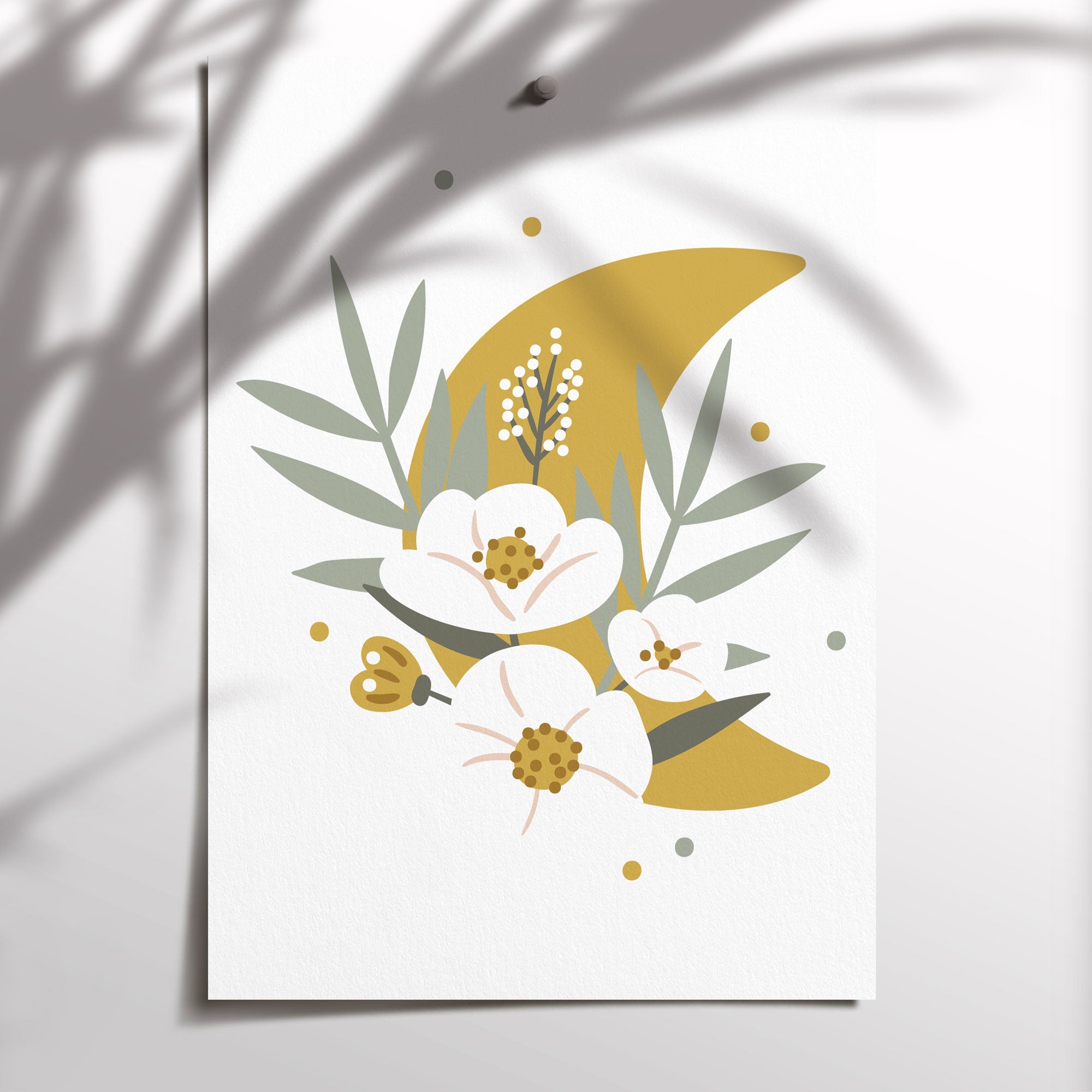 Mermaid, Moon & Name Print