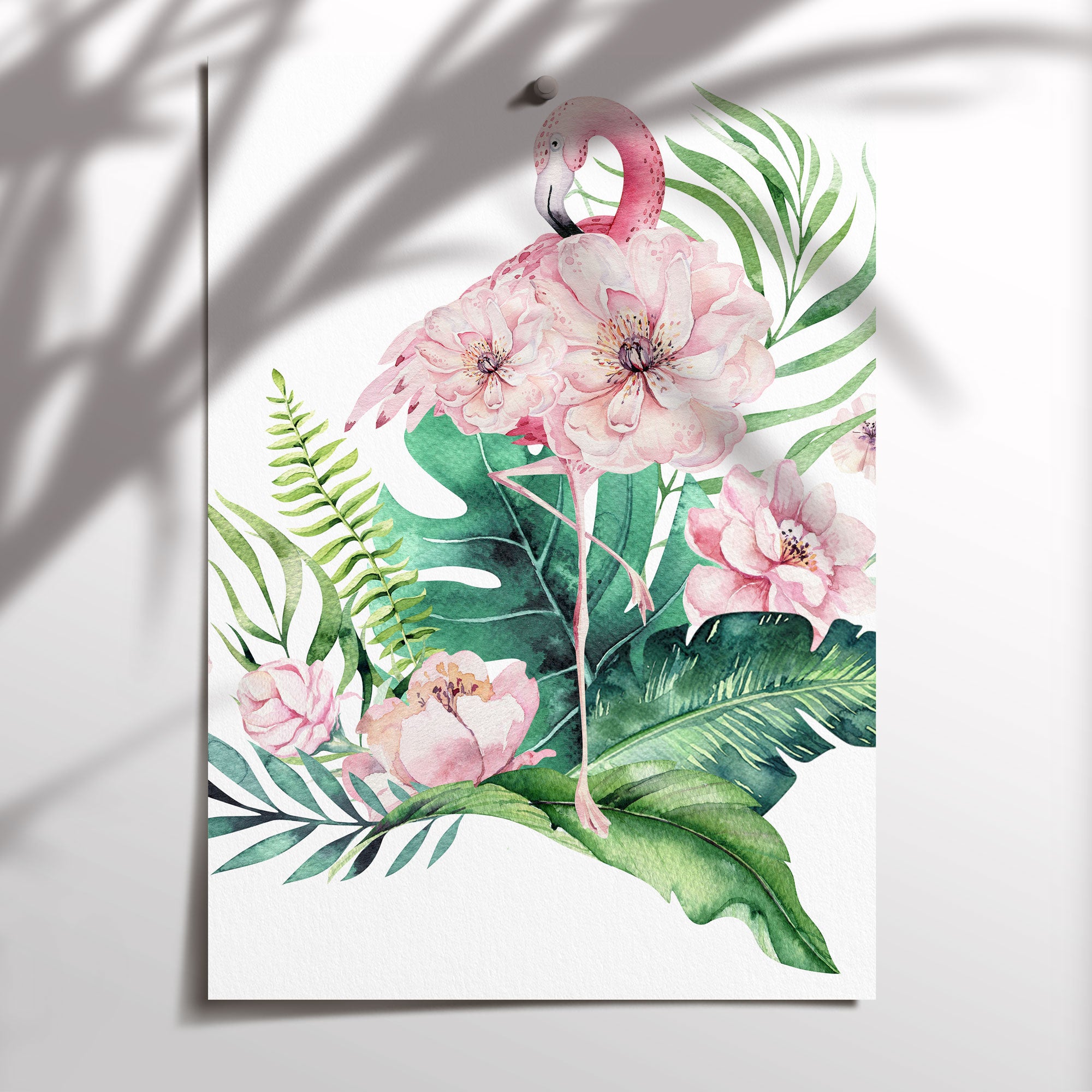 Tropical Floral Flamingo Print