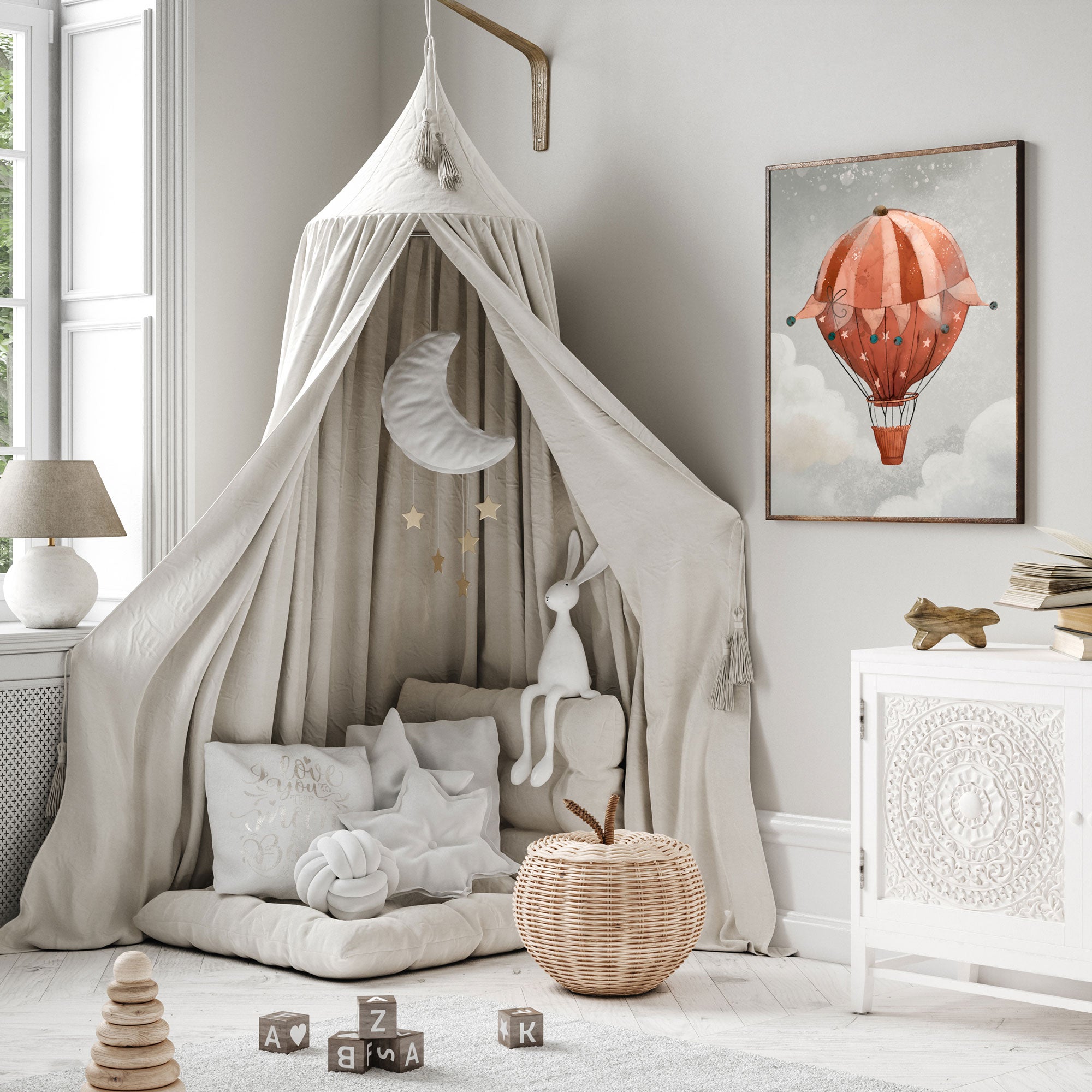 Red Hot Air Balloon Print