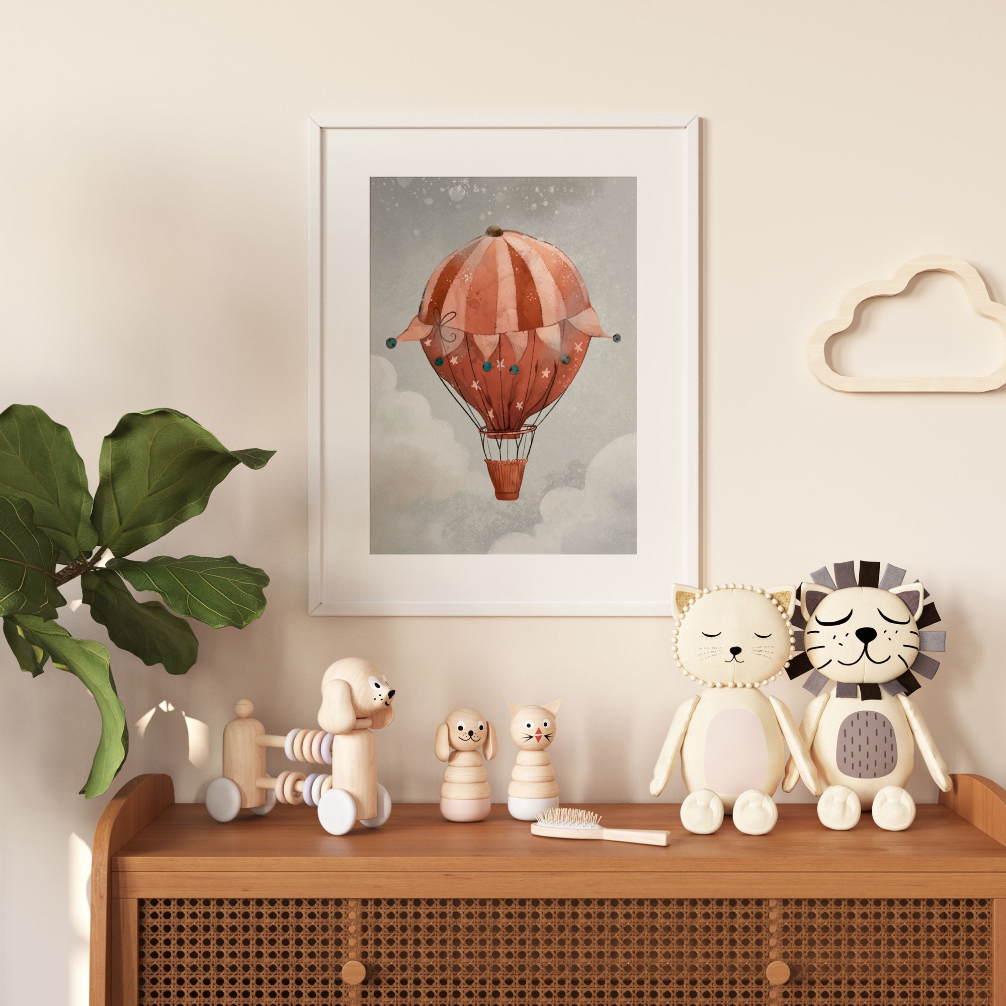 Red Hot Air Balloon Print