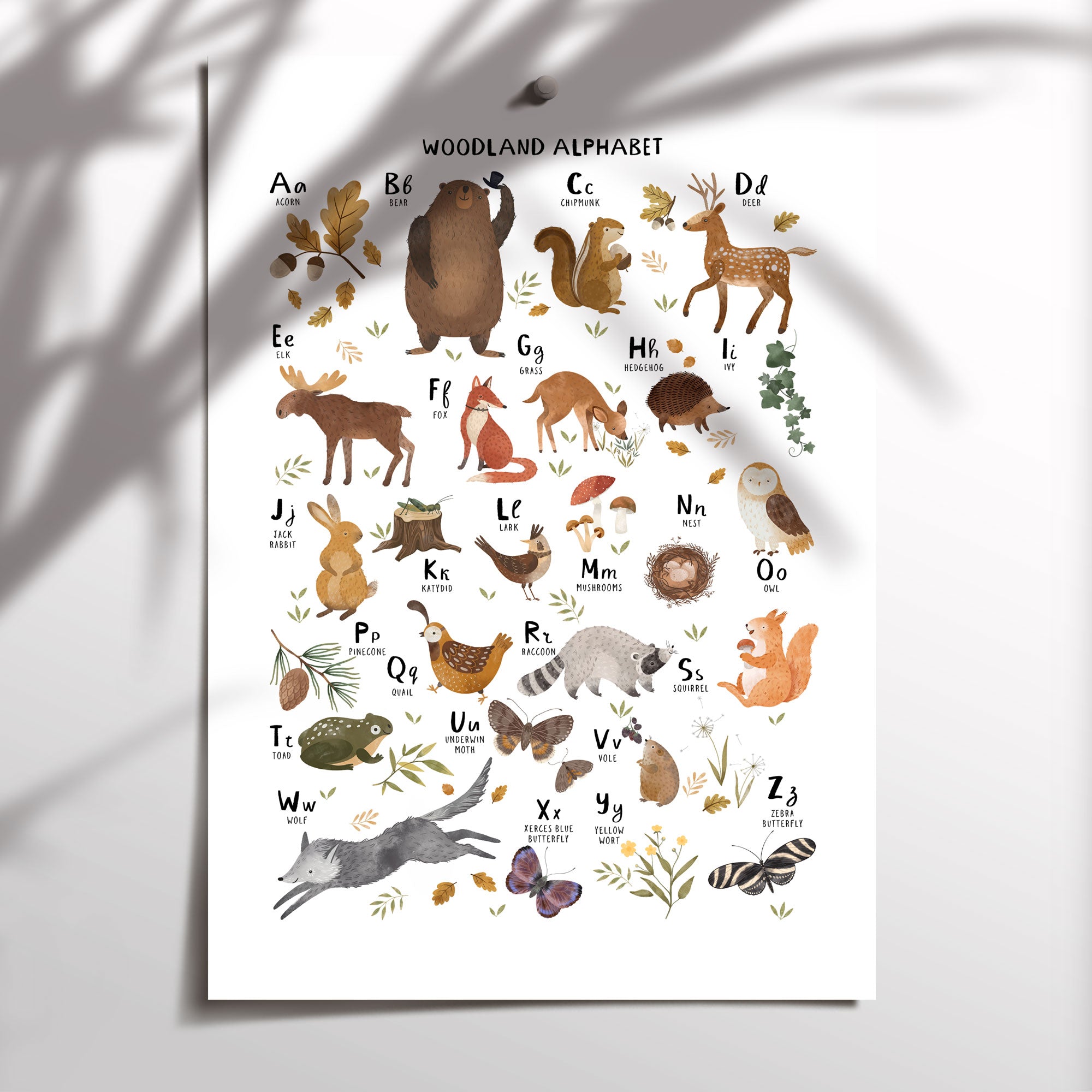 Woodland Animal Alphabet Print